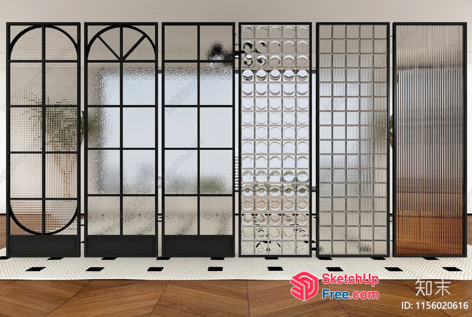 Modern Glass Partition Wall Design 3D SketchUp File