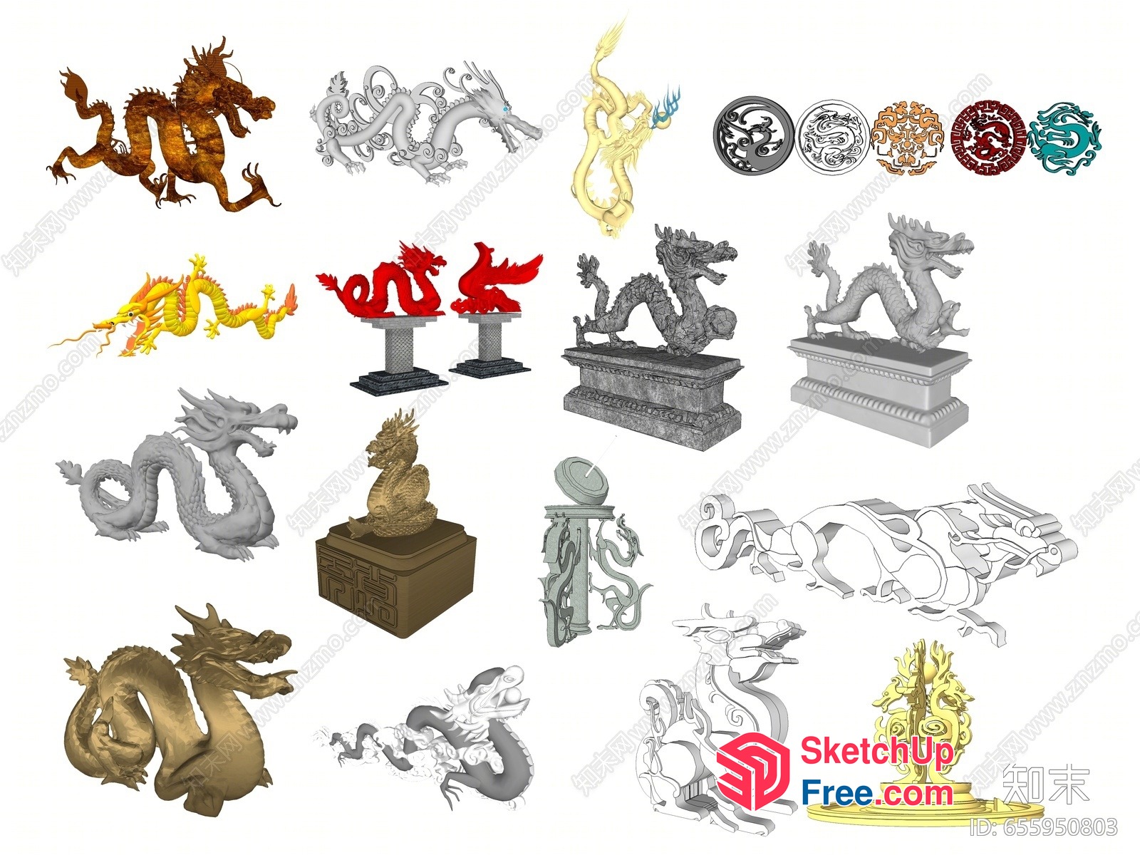 Collection Of Various Dragon Decorations 3D SketchUp File