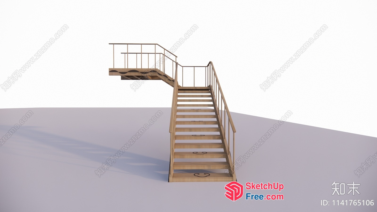 Staircase With Railing And Balcony 3D SketchUp File