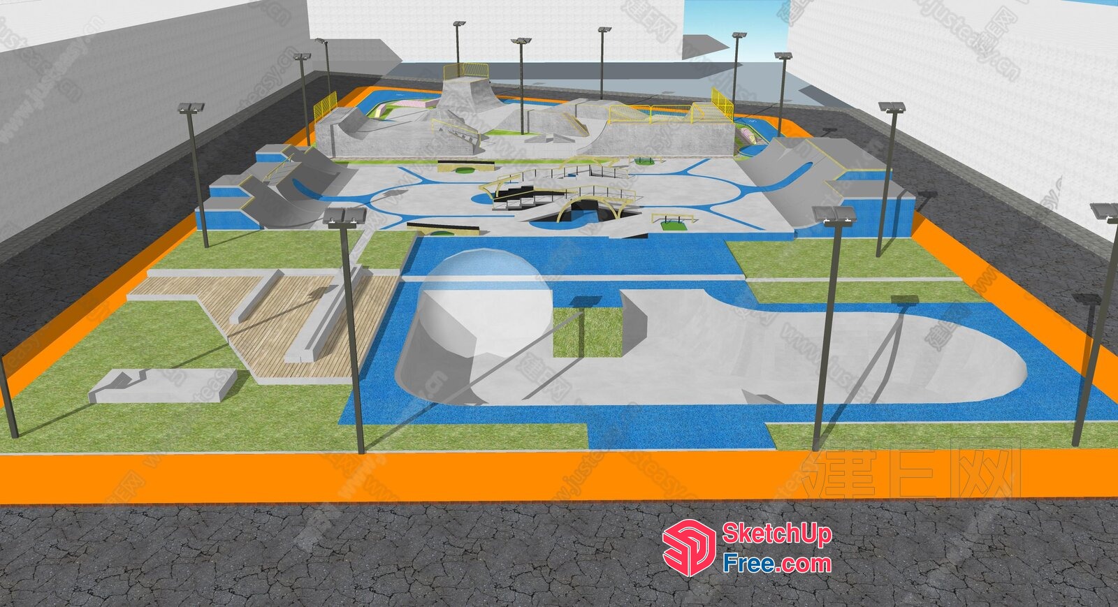 Modern Outdoor Skate Park 3D SketchUp File