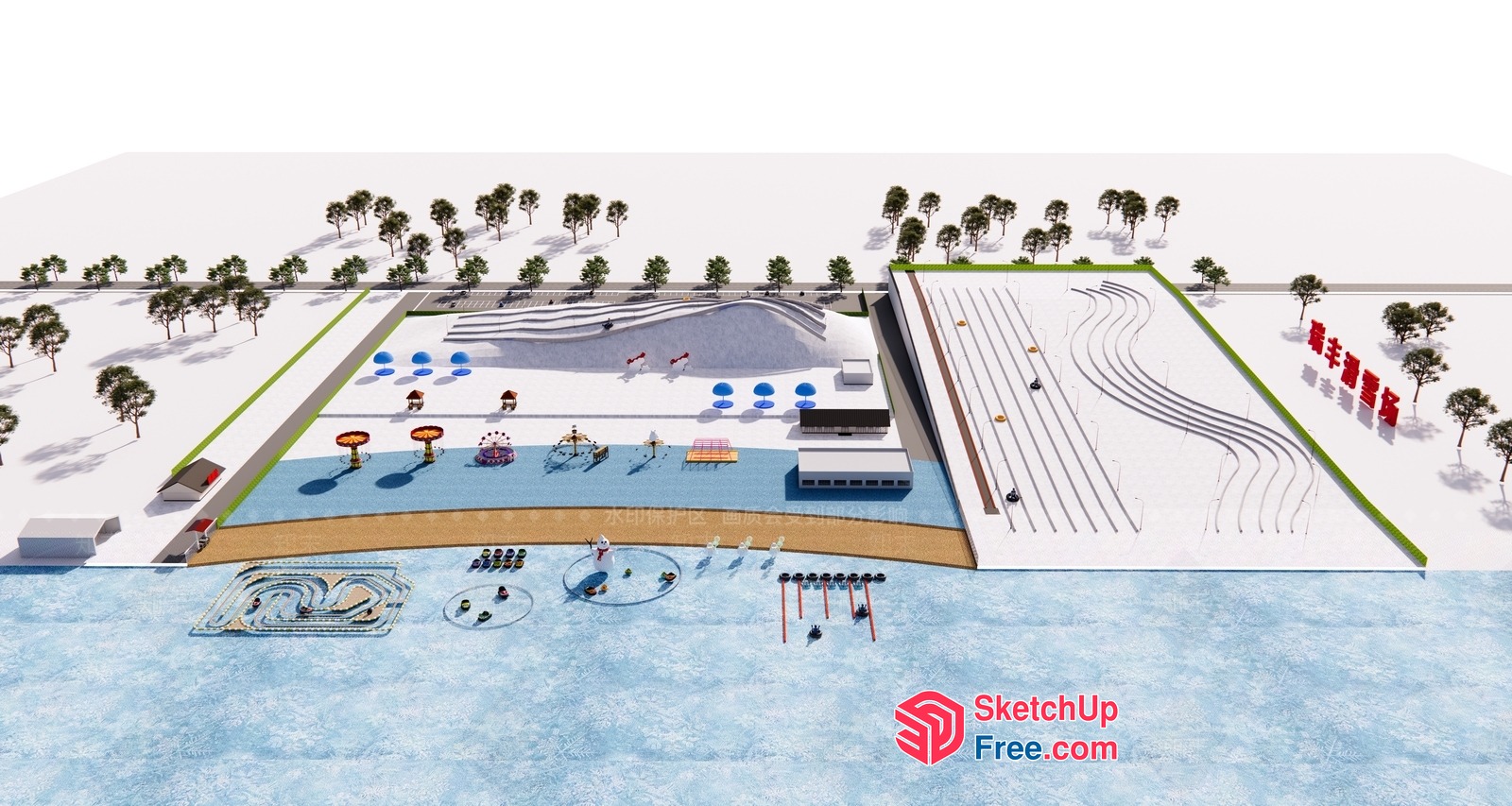 Futuristic Waterfront Recreation Complex 3D SketchUp File