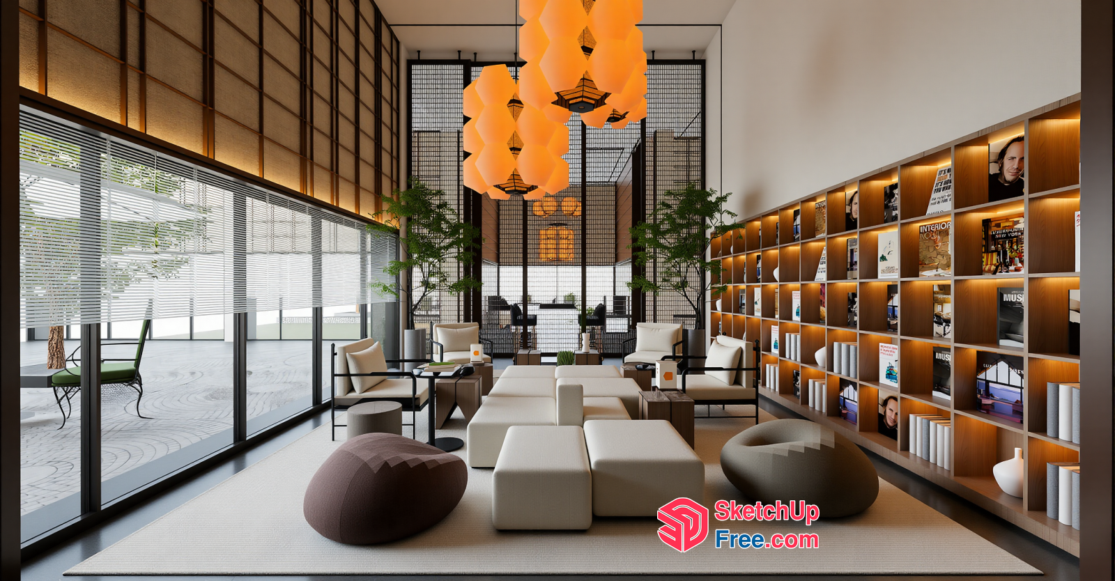 Elegant Modern Minimalist Japanese Style Interior Design 3D SketchUp File