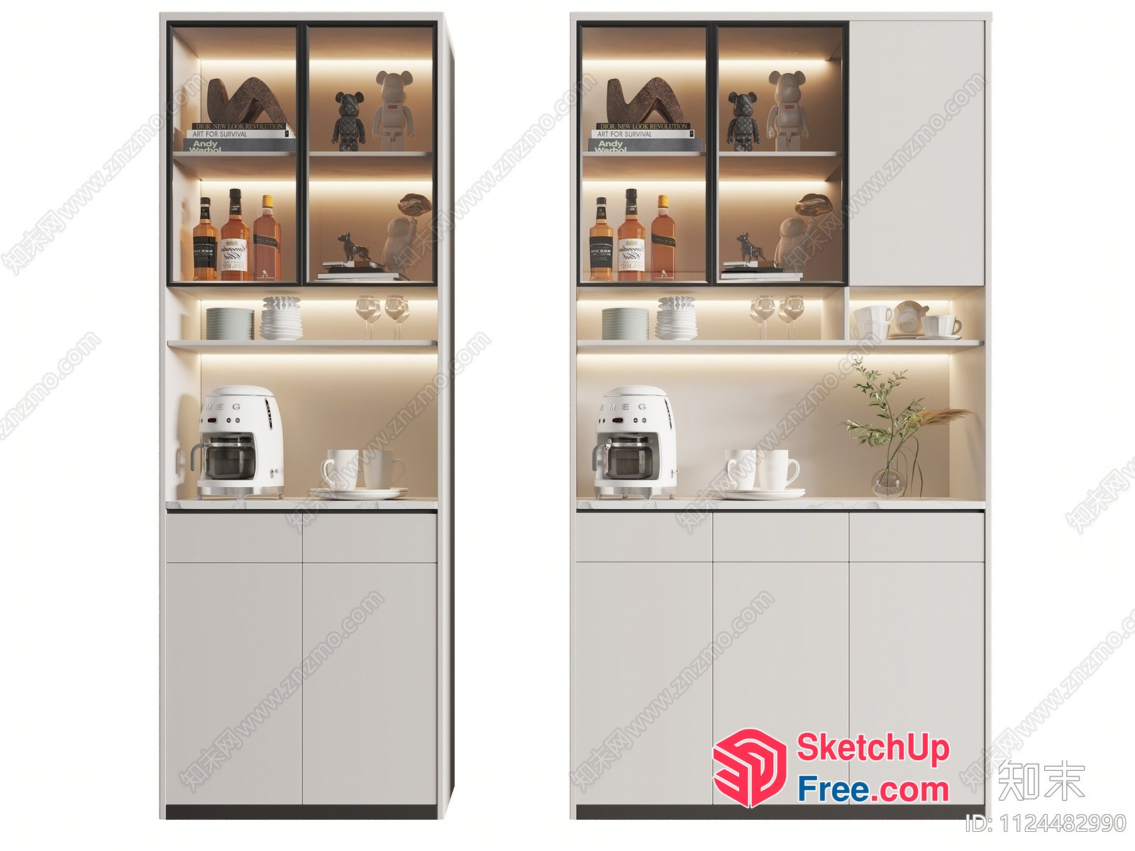 Modern Kitchen With White Cabinets And Coffee Makers 3D SketchUp File