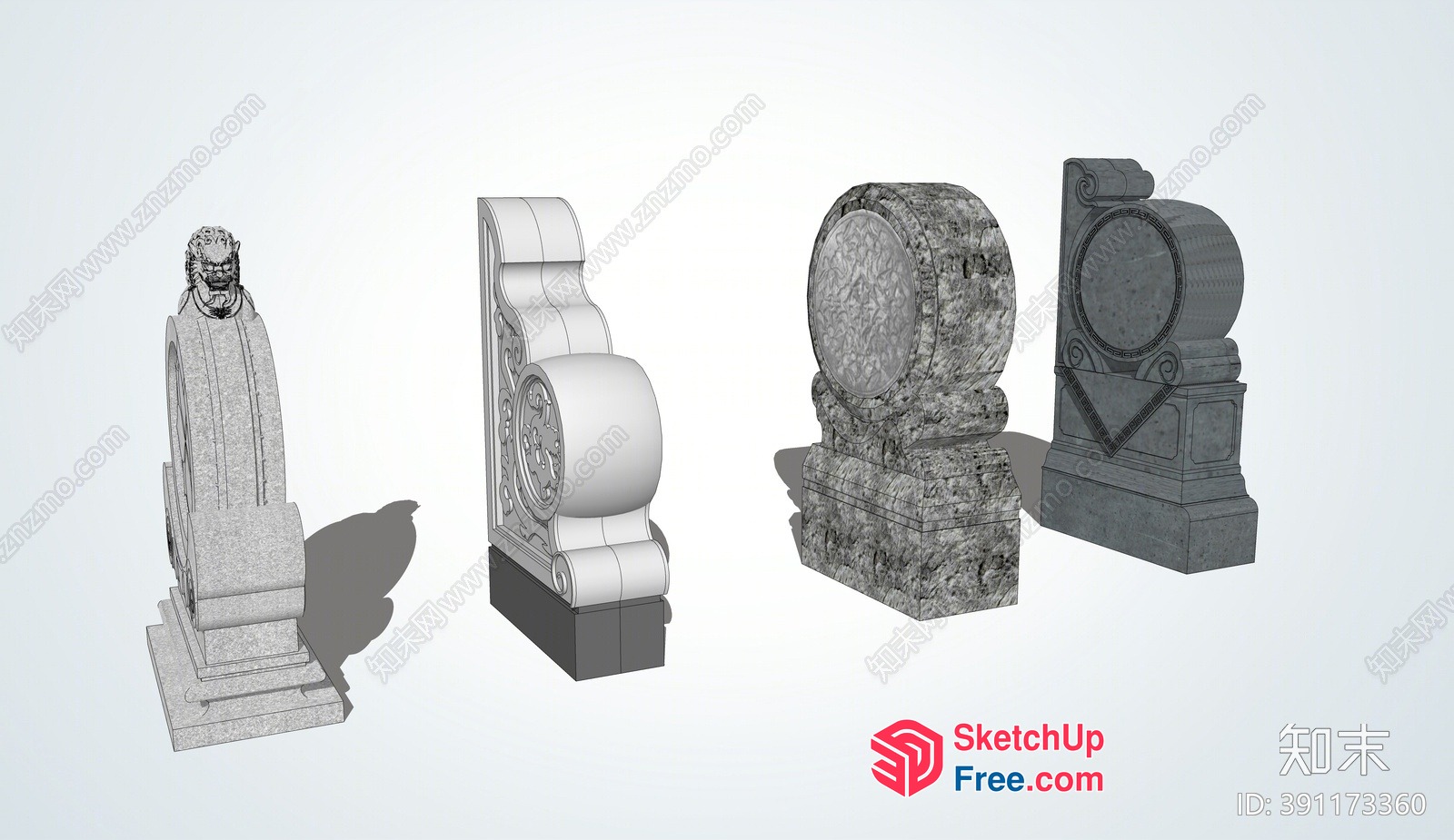 3D Models Of Various Stone Monuments 3D SketchUp File
