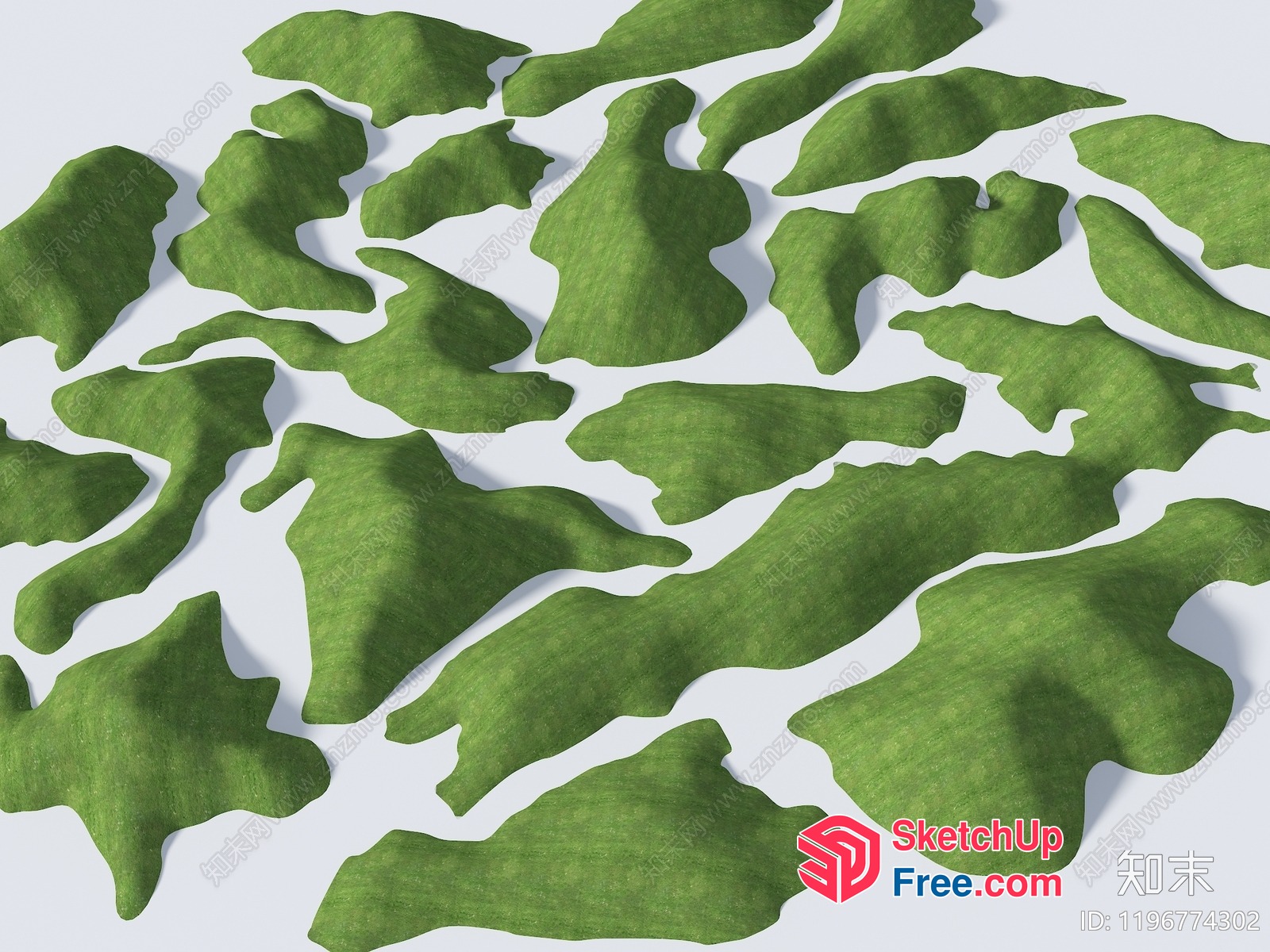 3D Model Of A Green, Wavy, Abstract Landscape 3D SketchUp File