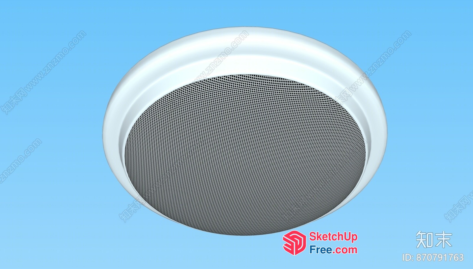 White Oval Speaker With Gray Grille 3D SketchUp File