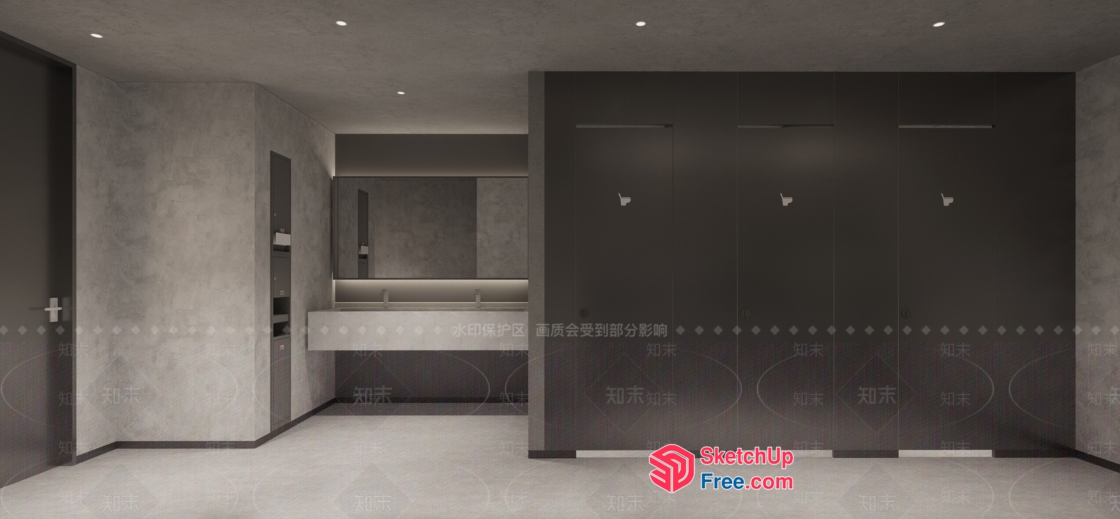Modern Bathroom Interior Design With Sleek Fixtures 3D SketchUp File