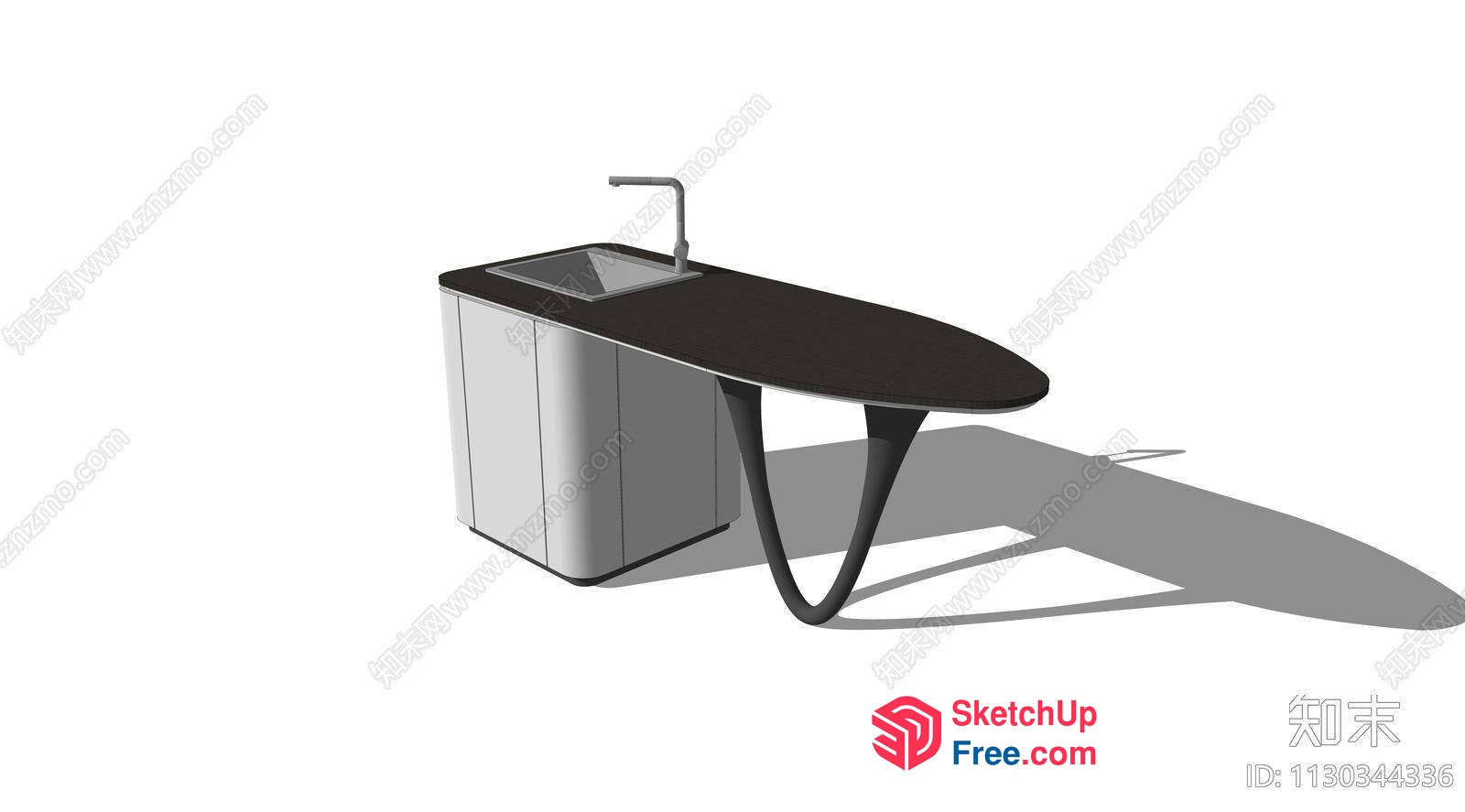 Modern Minimalist Kitchen Island With Sink 3D SketchUp File