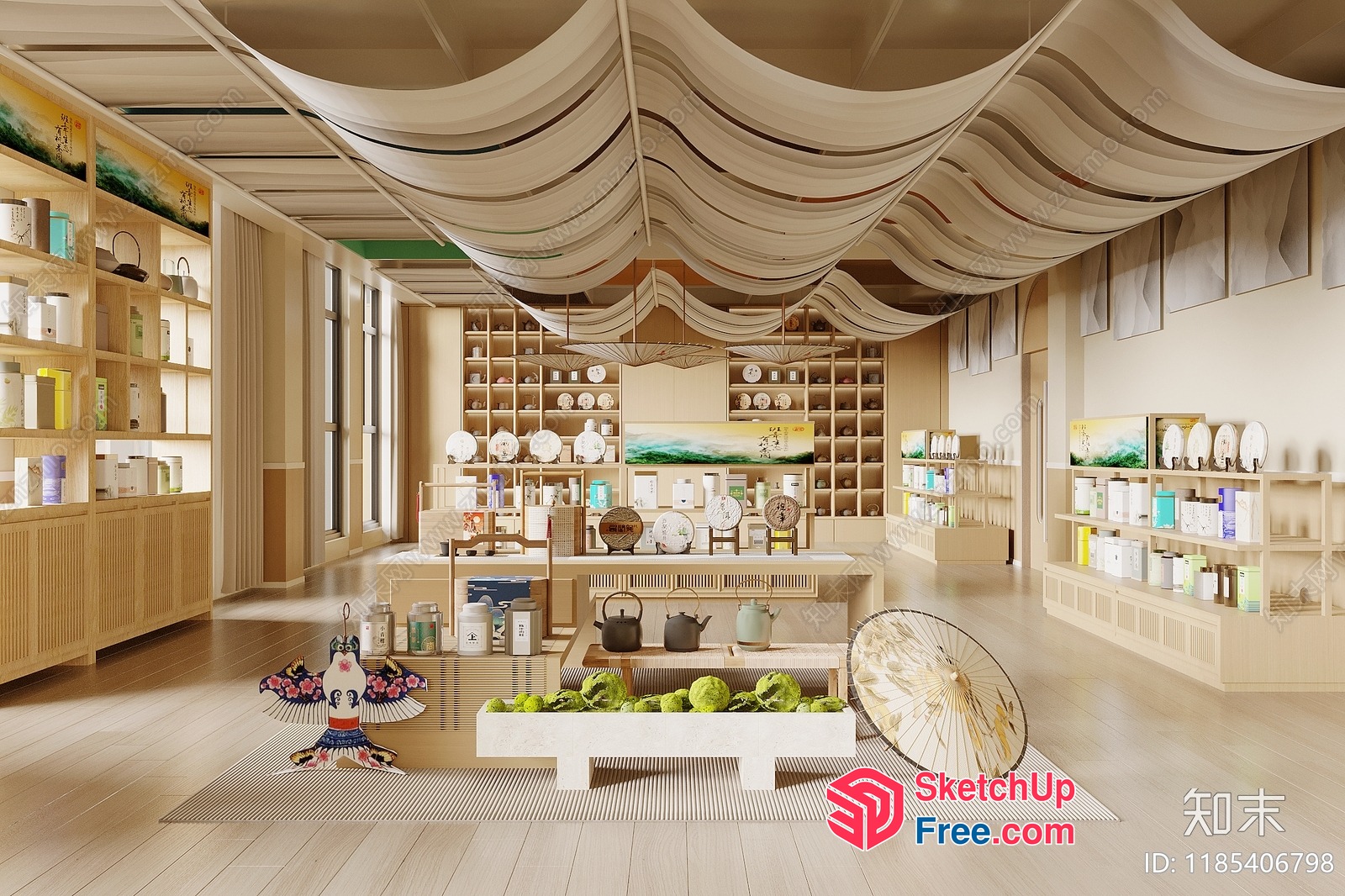 Asian-Inspired Interior Design Showroom 3D SketchUp File