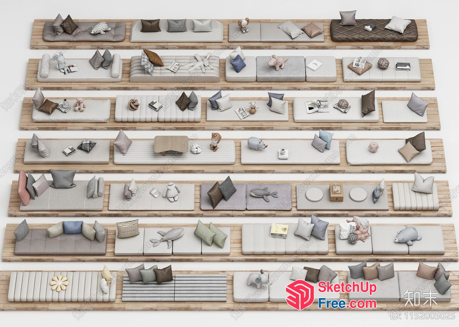 Modern Japanese-Inspired Interior Furniture Set 3D SketchUp File