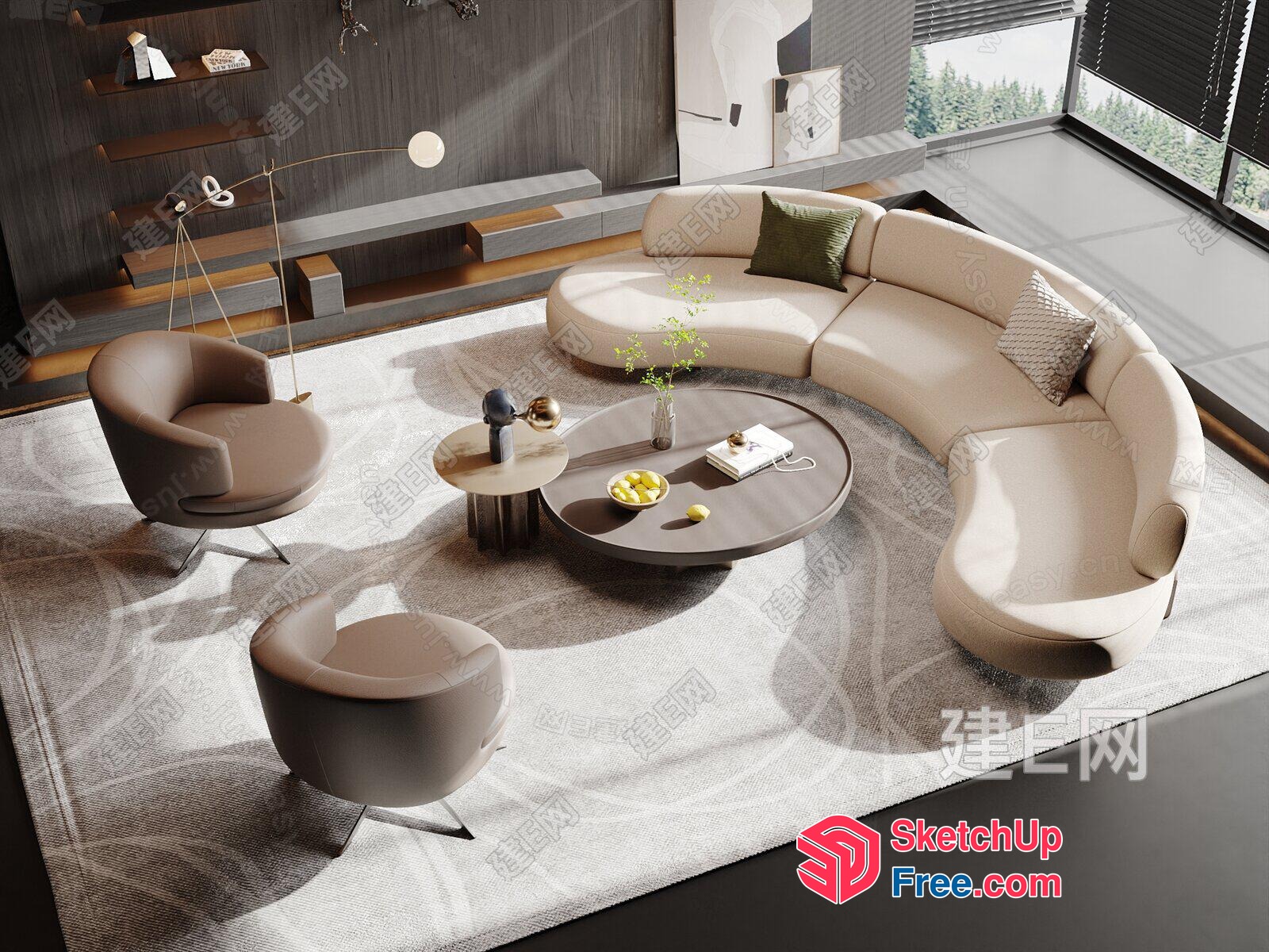 Modern Living Room With Sleek Furniture And Natural Light 3D SketchUp File