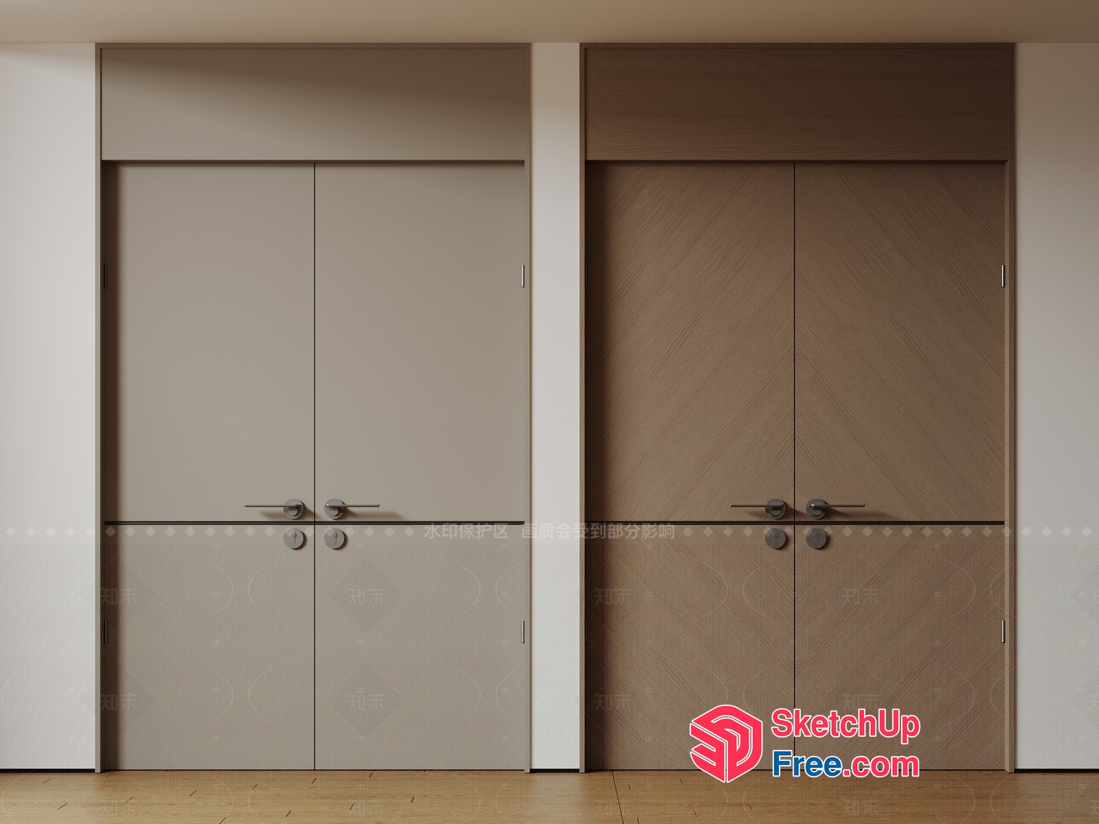 Modern Sliding Doors And Wooden Elevator Doors 3D SketchUp File