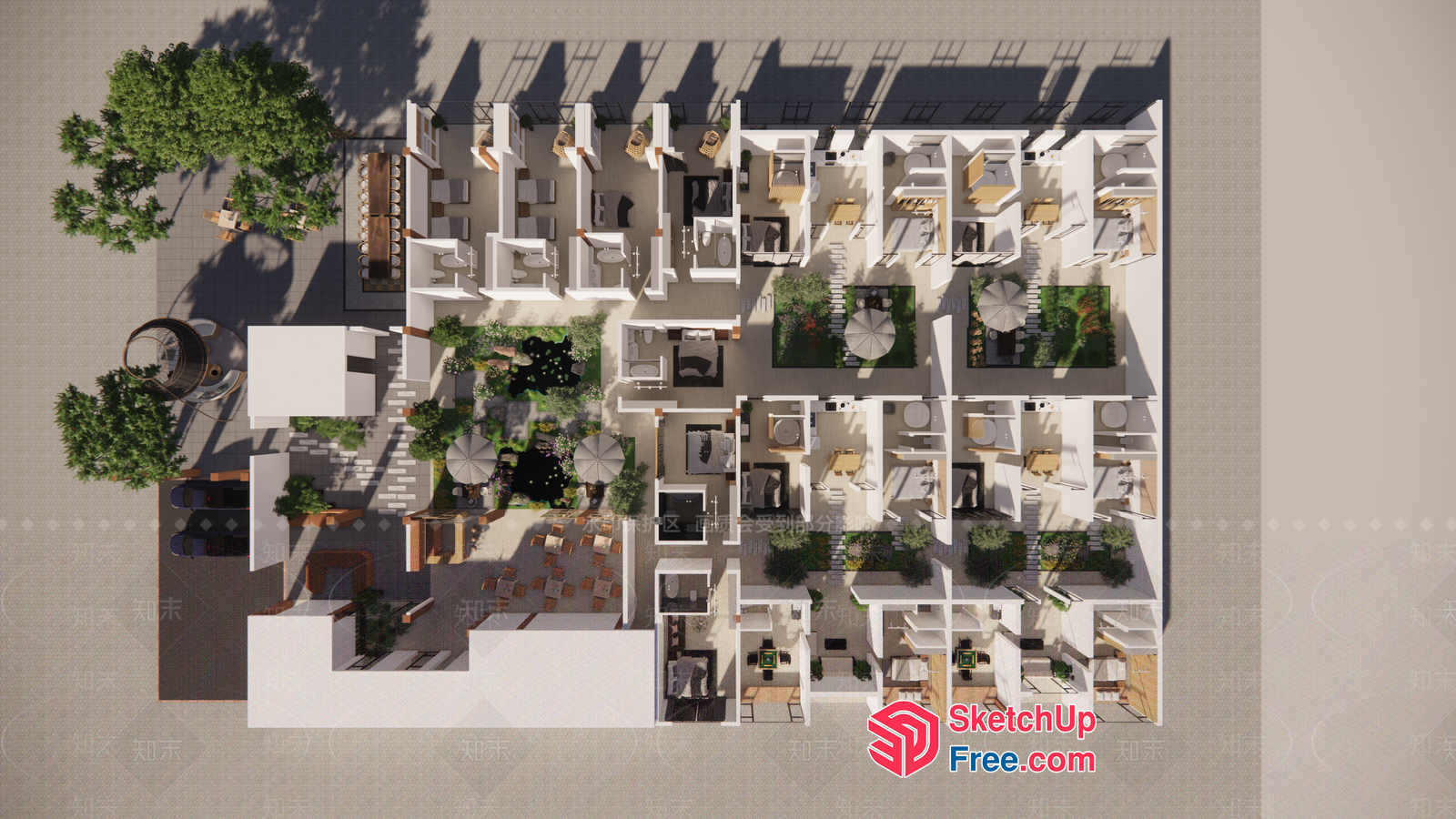 Aerial View Of A Modern Residential Complex 3D SketchUp File