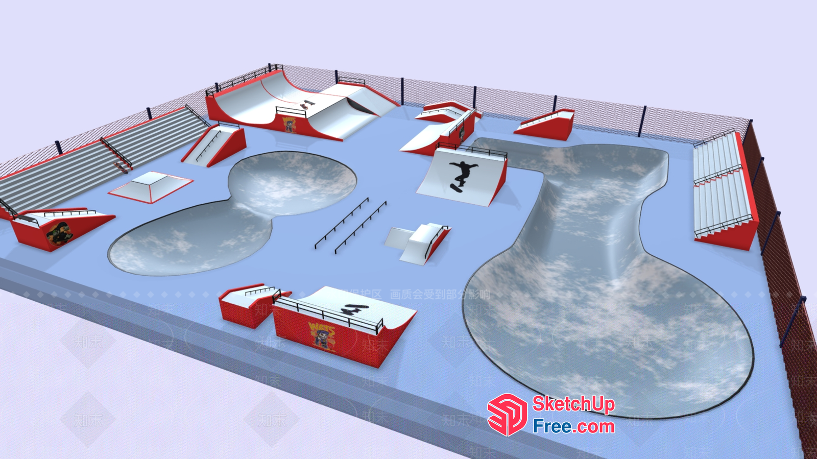 Modern Skate Park With Unique Design Elements 3D SketchUp File