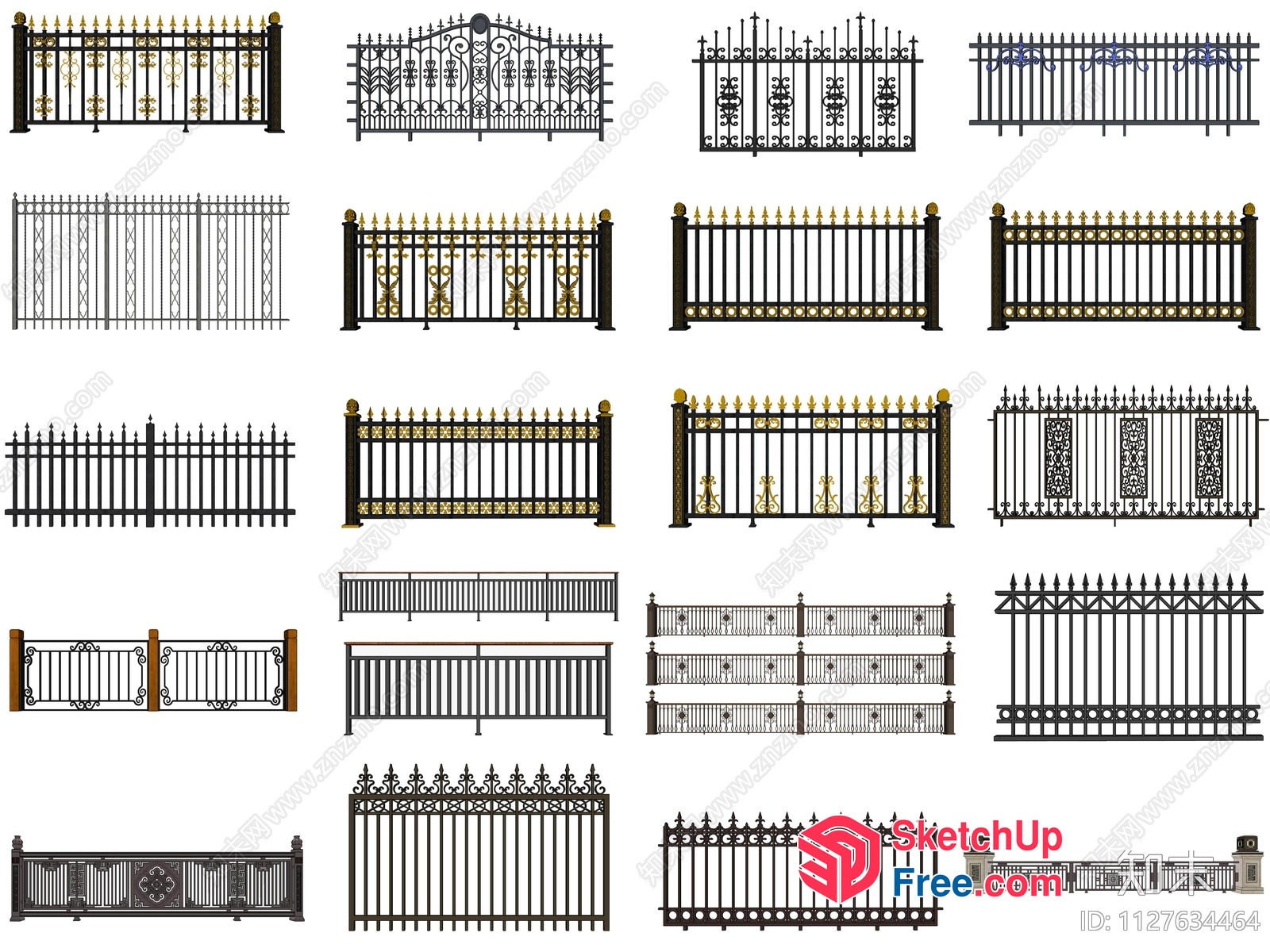 Ornate Iron Fencing Designs Collection 3D SketchUp File