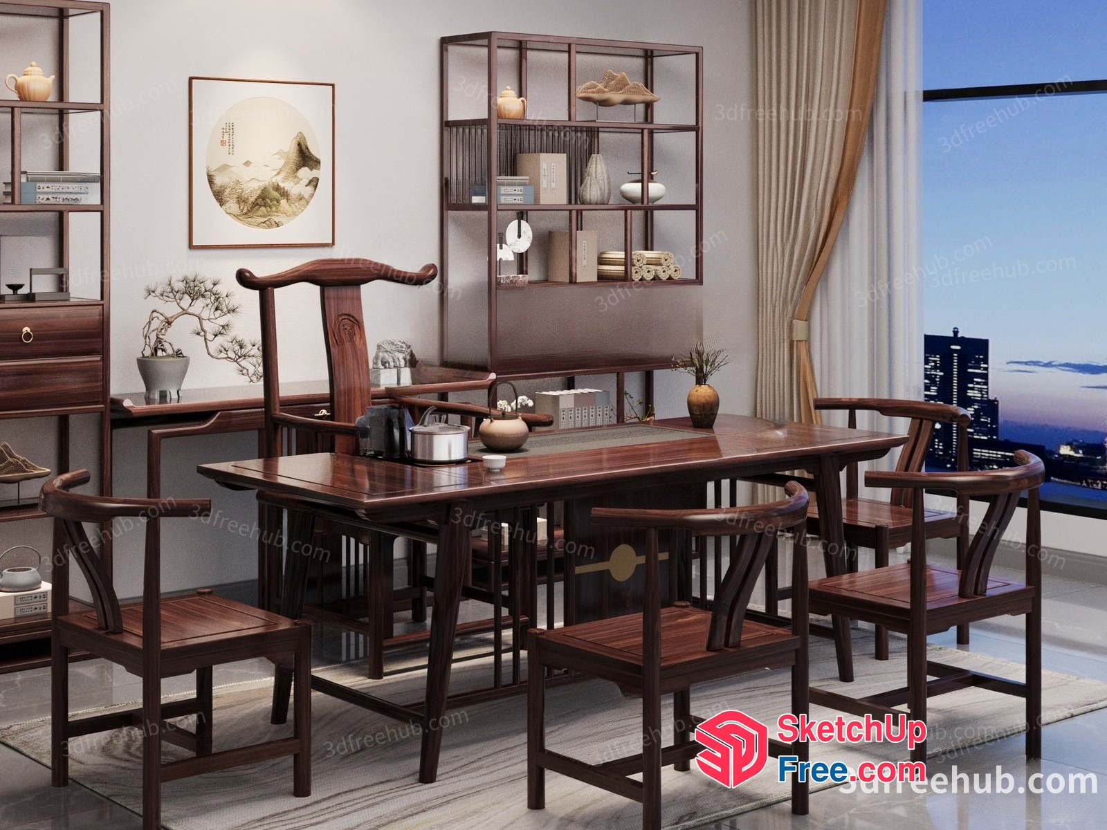 Modern Asian-Style Dining Room 3D SketchUp File