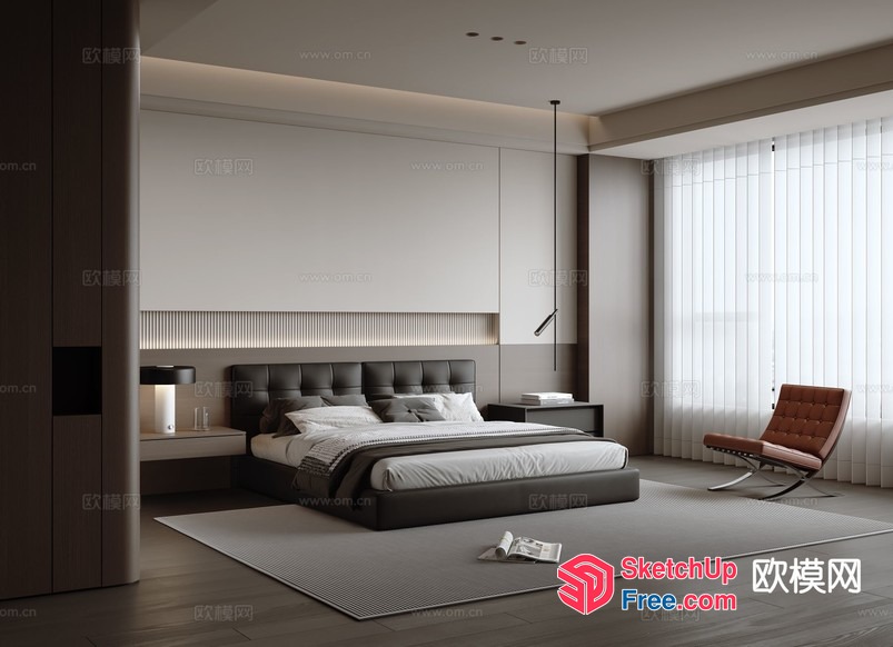 Modern Minimalist Bedroom Design 3D SketchUp File