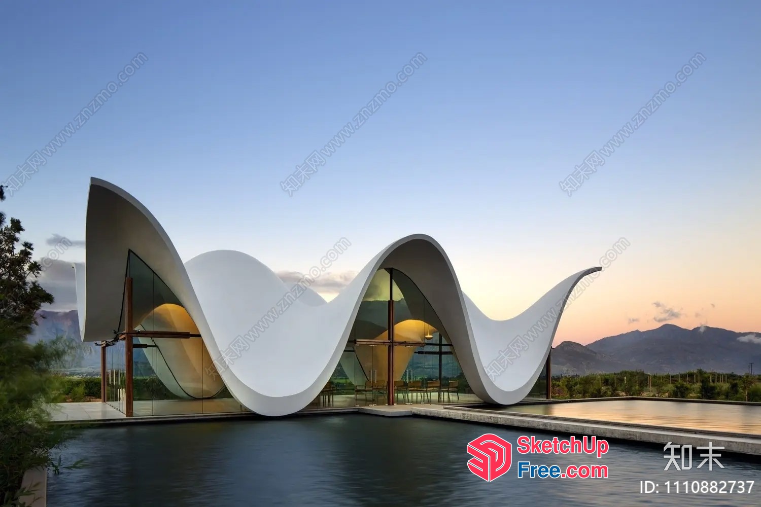 Modern, Curved Architecture 3D SketchUp File