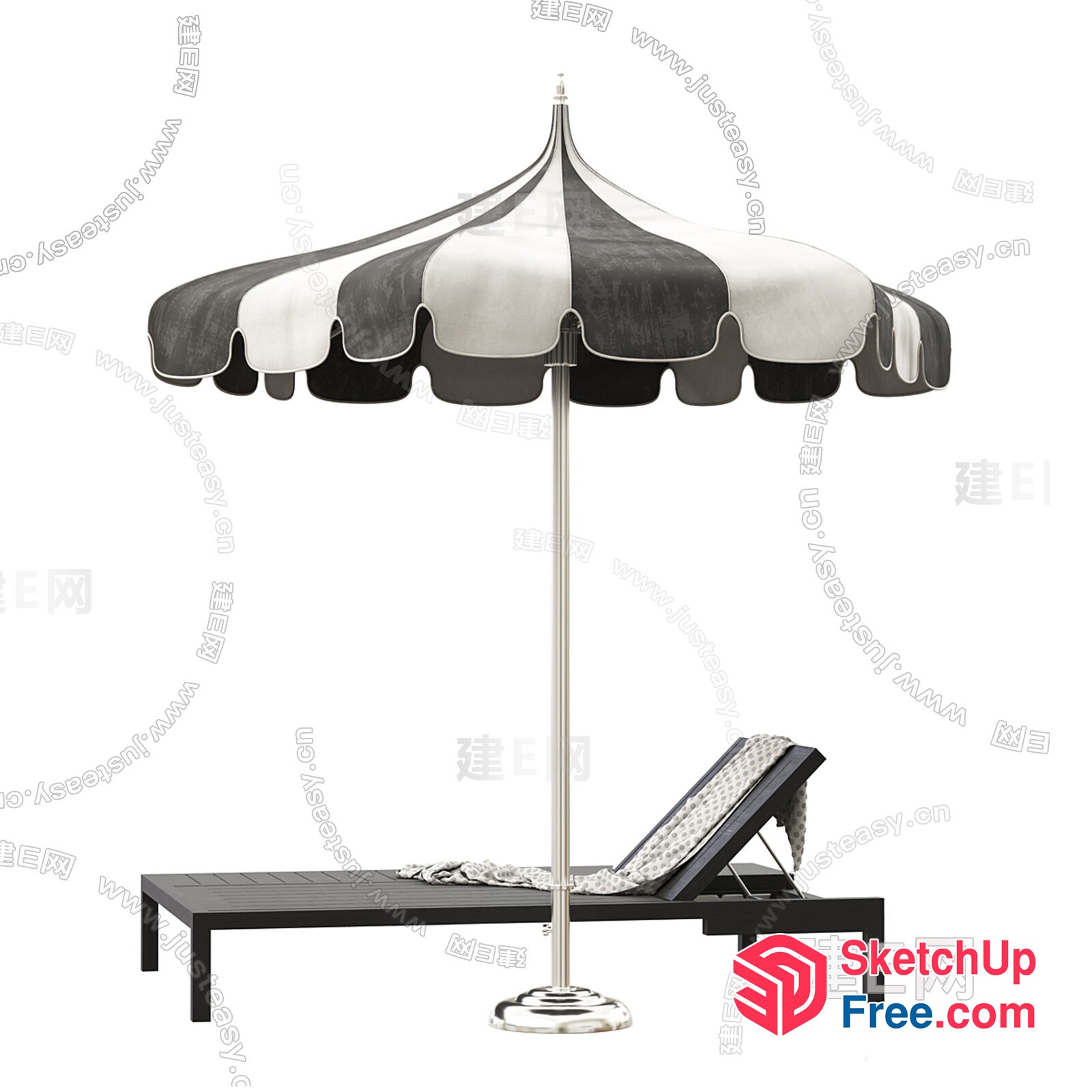 Elegant Outdoor Furniture And Umbrella Setup 3D SketchUp File