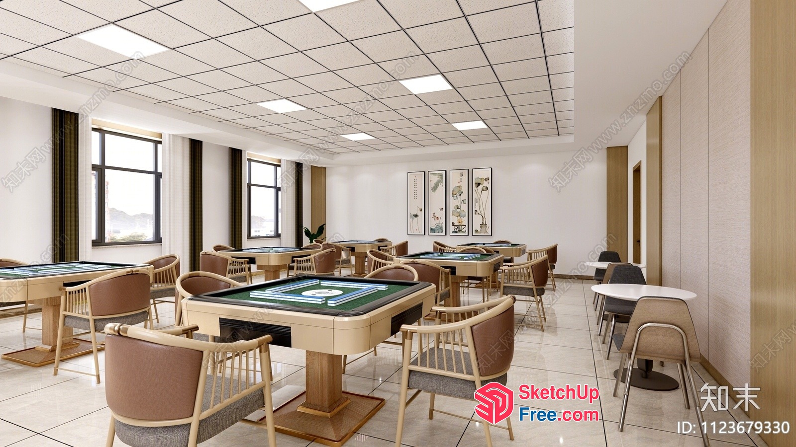 Modern Minimalist Dining Room With Natural Light 3D SketchUp File