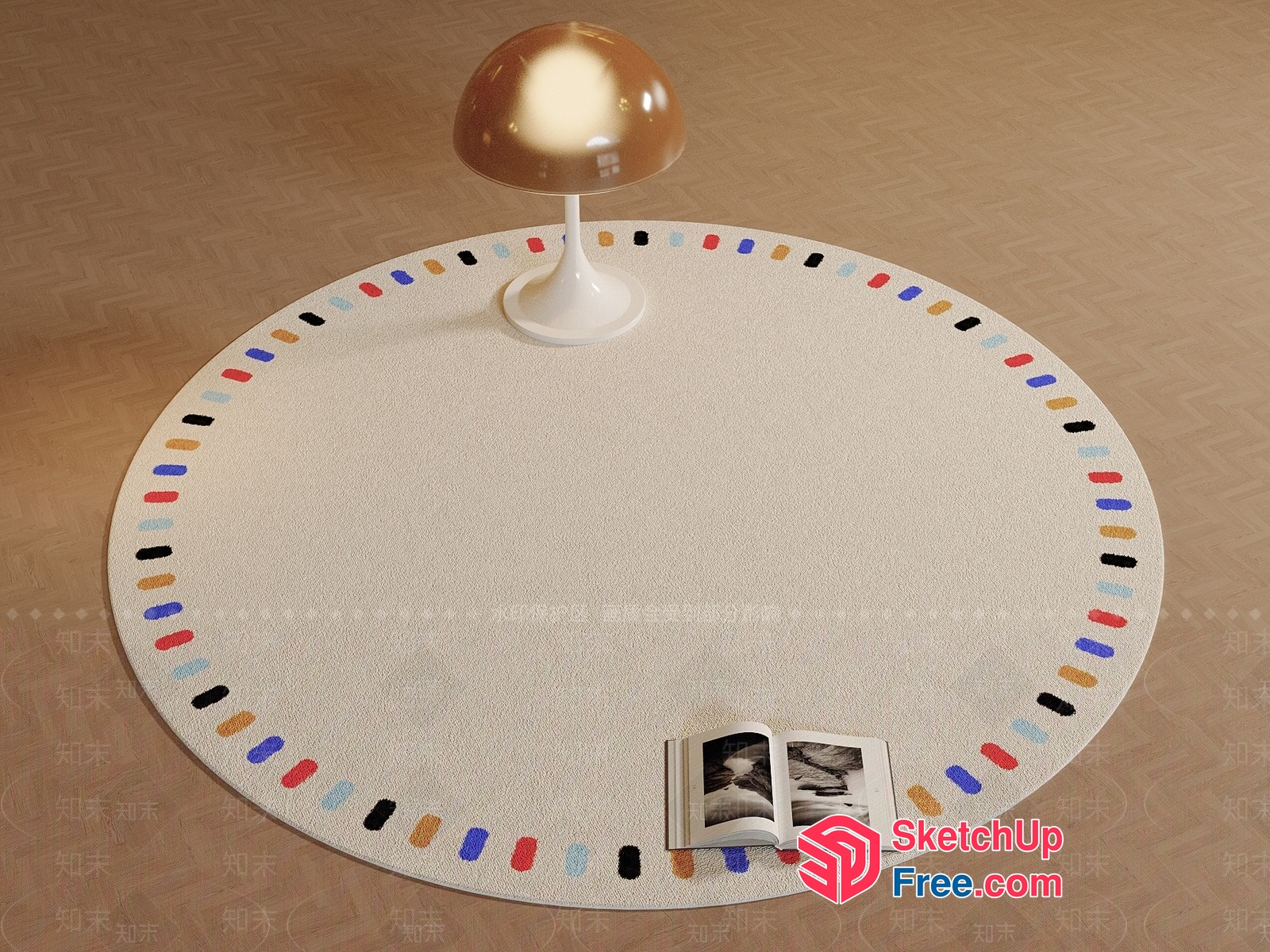 Colorful Patterned Rug And Lamp Interior 3D SketchUp File