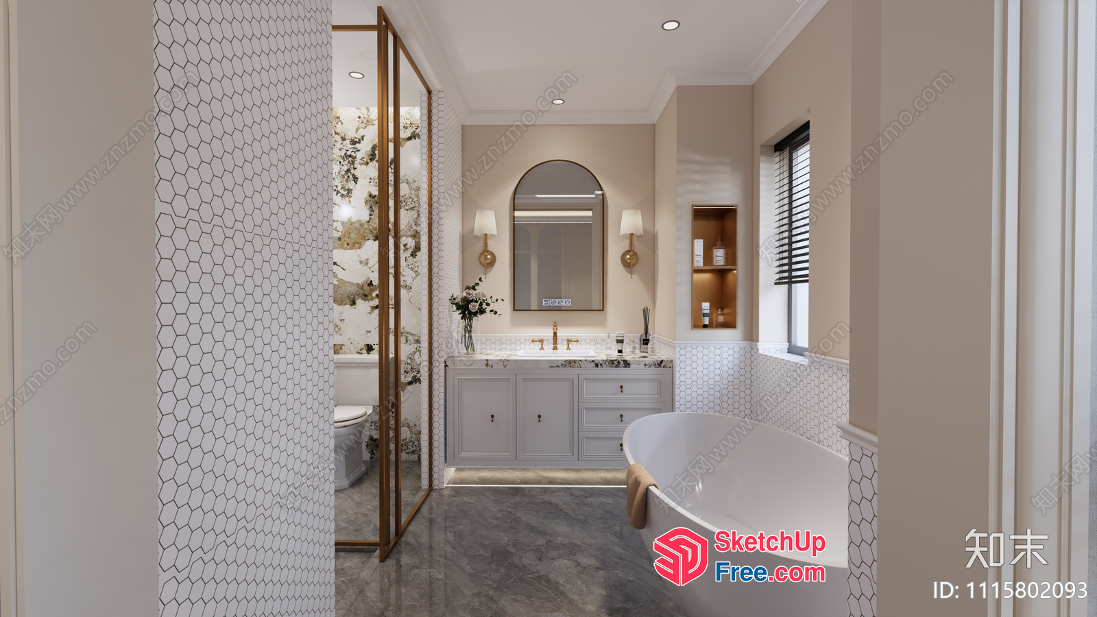 Elegant And Sophisticated Bathroom Interior 3D SketchUp File