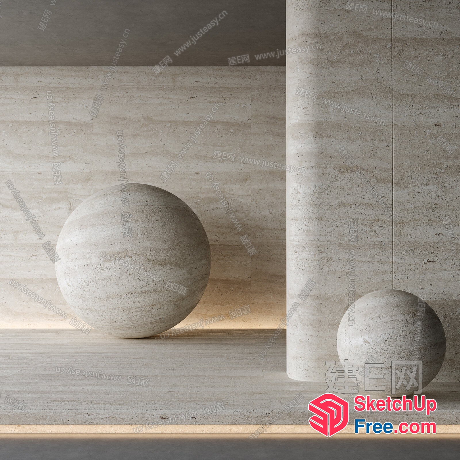 Minimalist Pillar And Ball Interior Design 3D SketchUp File