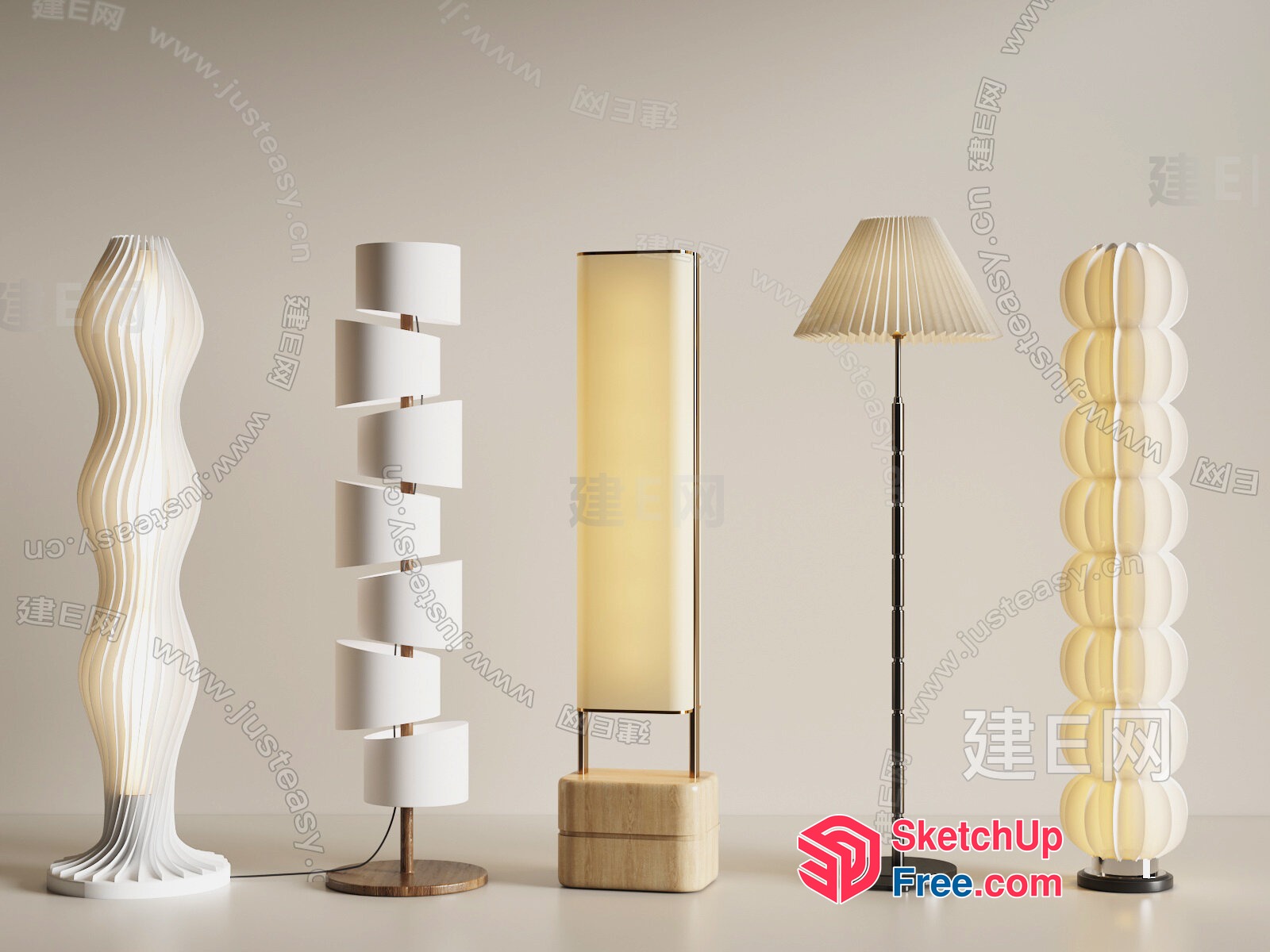 Modern Minimalist Floor Lamps Collection 3D SketchUp File
