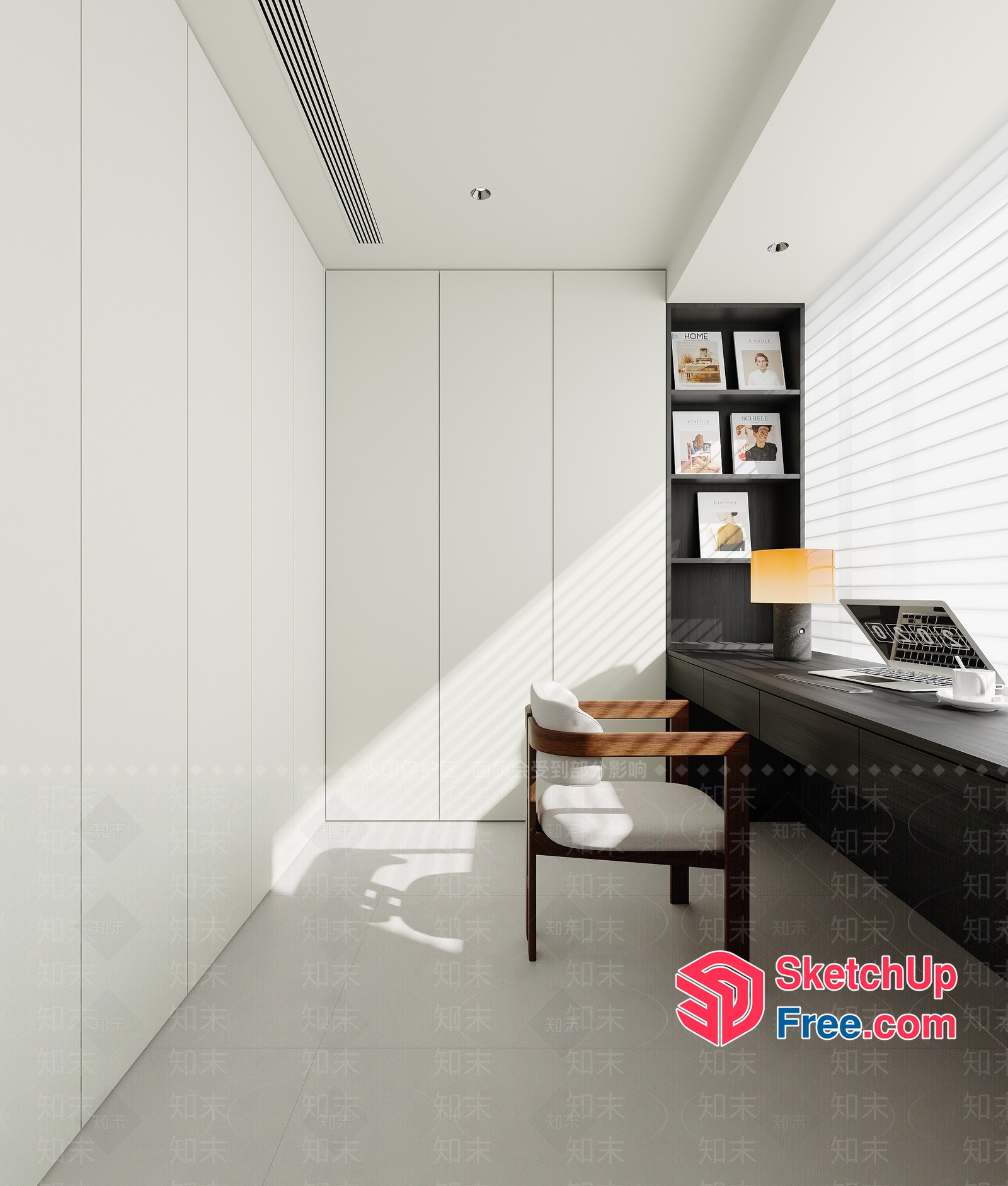 Minimalist Study Room With Modern Furniture 3D SketchUp File