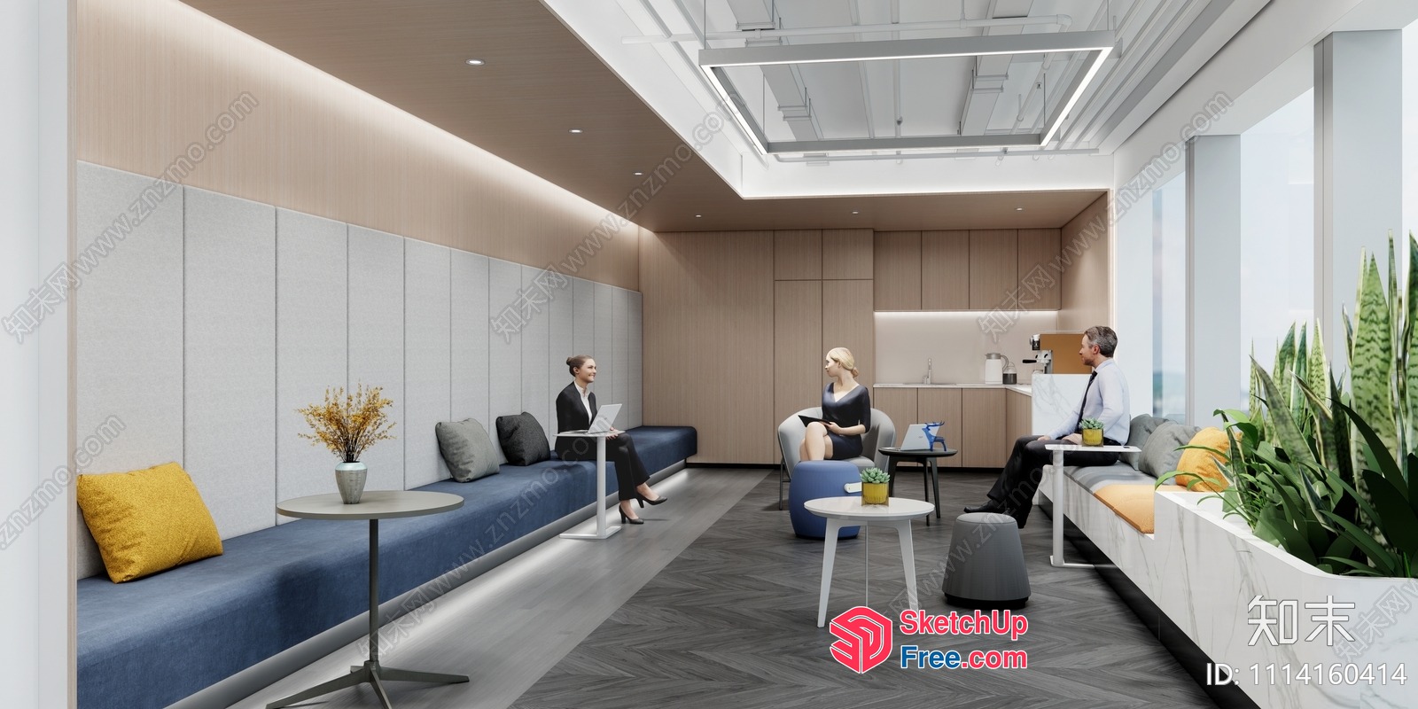 Modern Office Space With Natural Light And Comfortable Seating 3D SketchUp File
