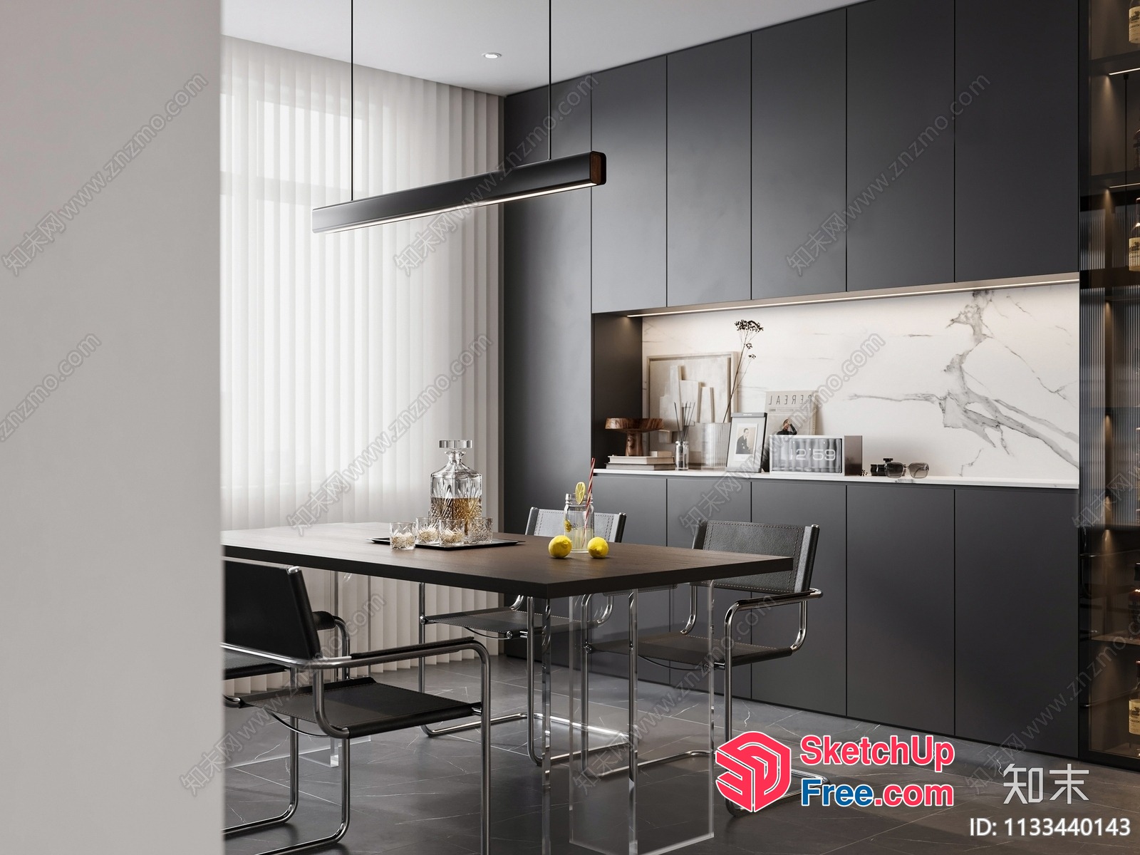 Modern Minimalist Dining Room Interior 3D SketchUp File
