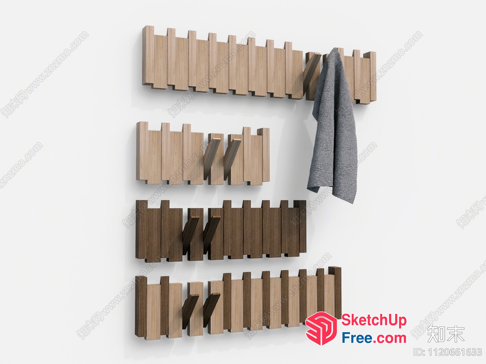 Wooden Wall Decor With Integrated Hooks 3D SketchUp File