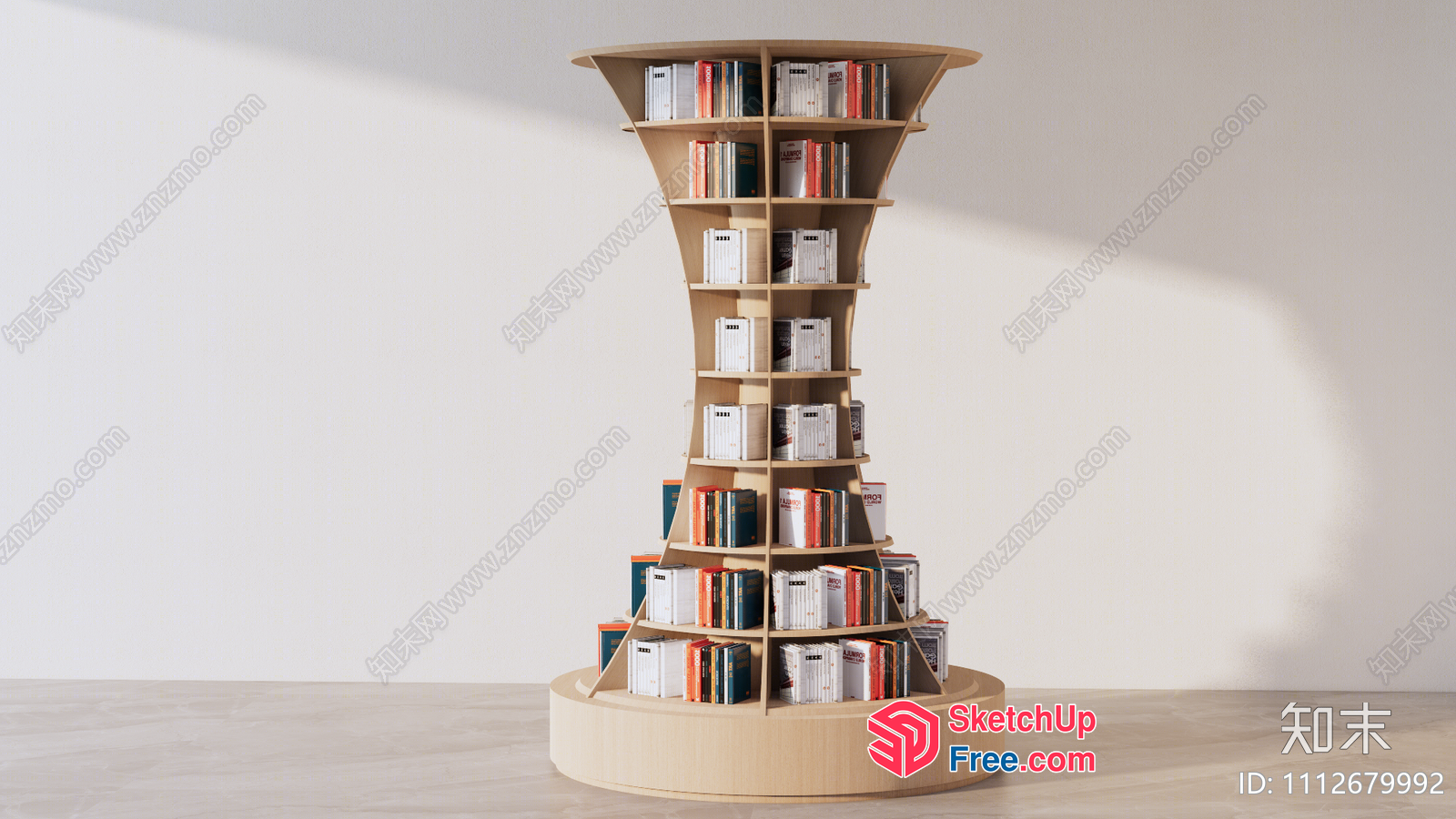 Curved Bookcase With Flared Top 3D SketchUp File