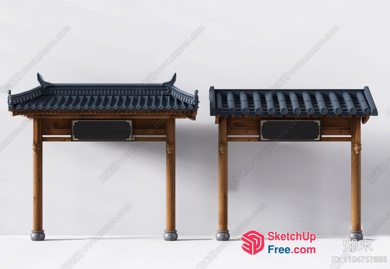 Traditional Asian Roofed Structure 3D SketchUp File