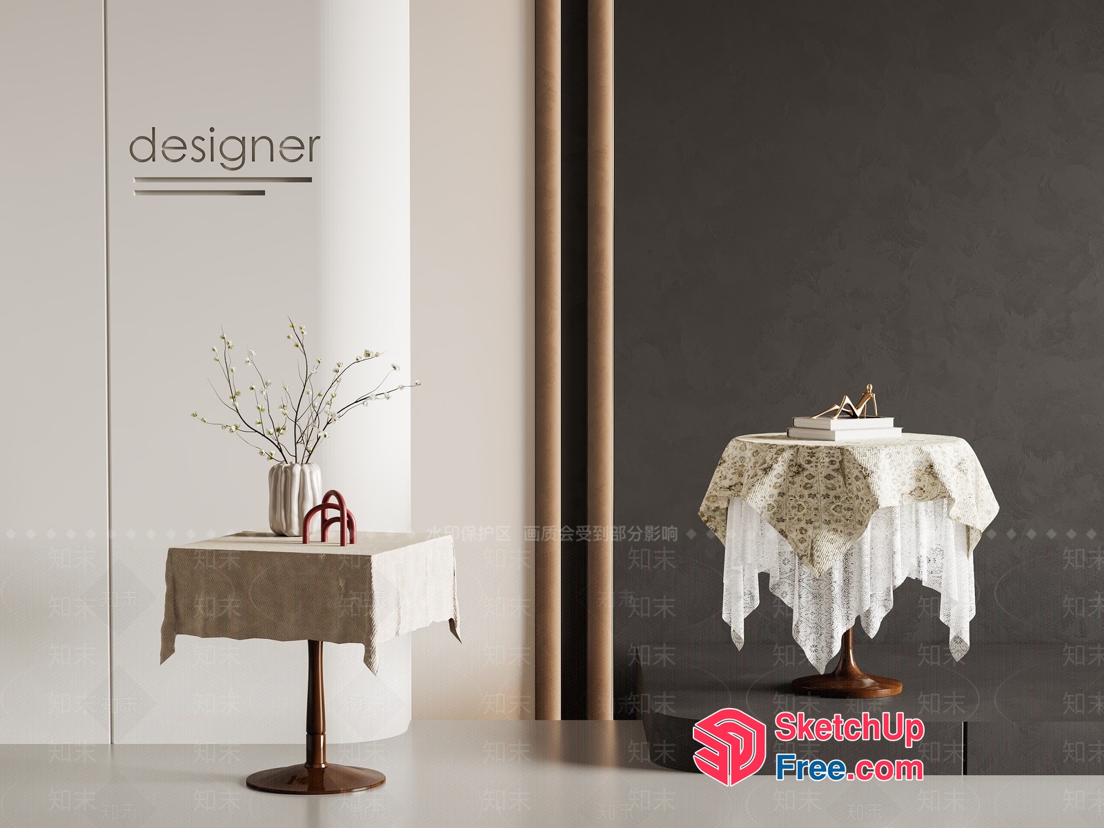 Minimalist Furniture With Elegant Tabletops 3D SketchUp File