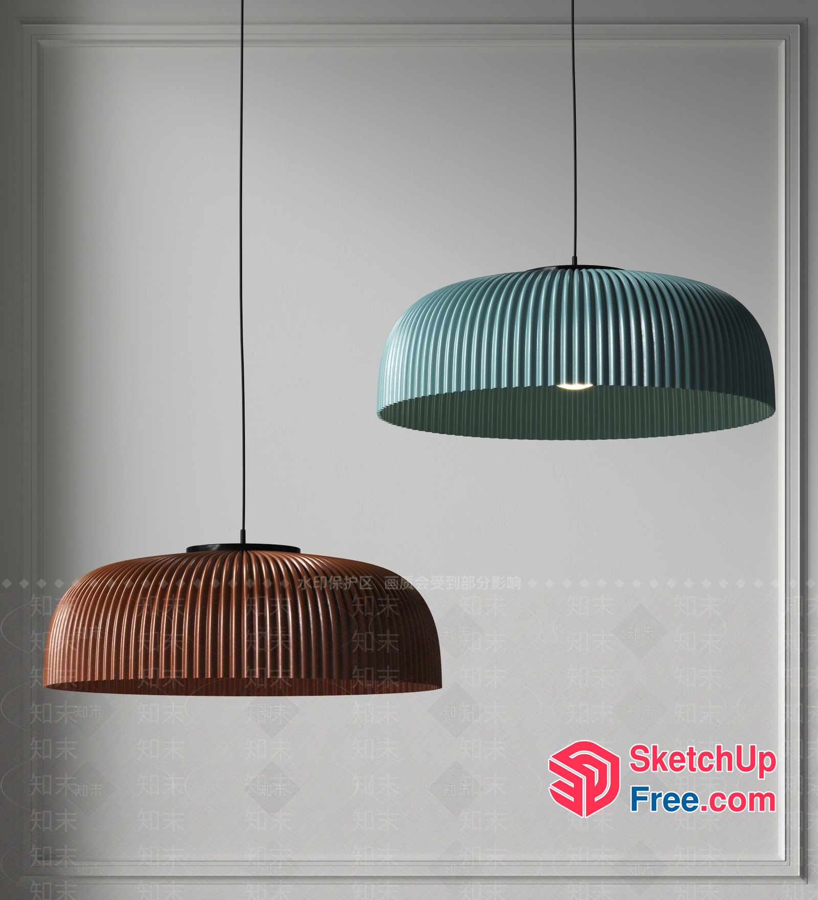 Elegant Hanging Lamps With Striped Design 3D SketchUp File