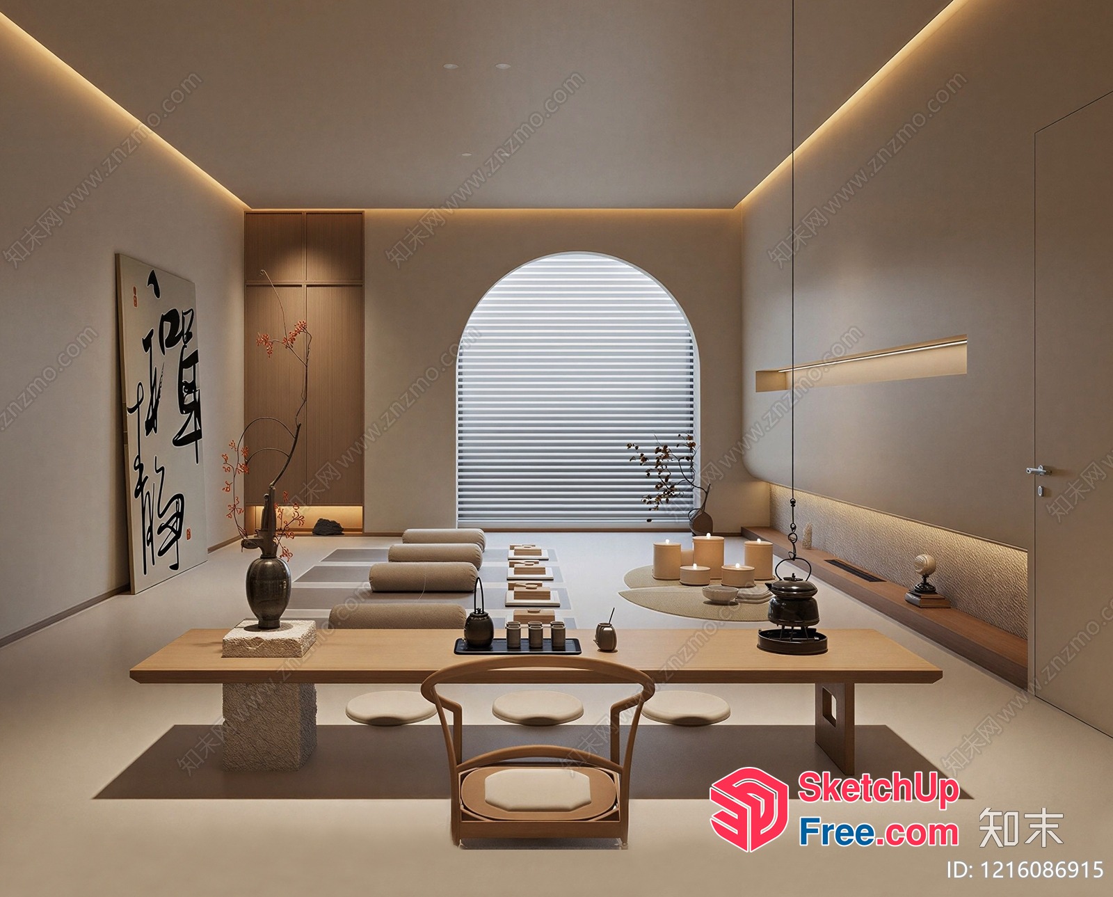 Elegant Japanese-Inspired Interior 3D SketchUp File