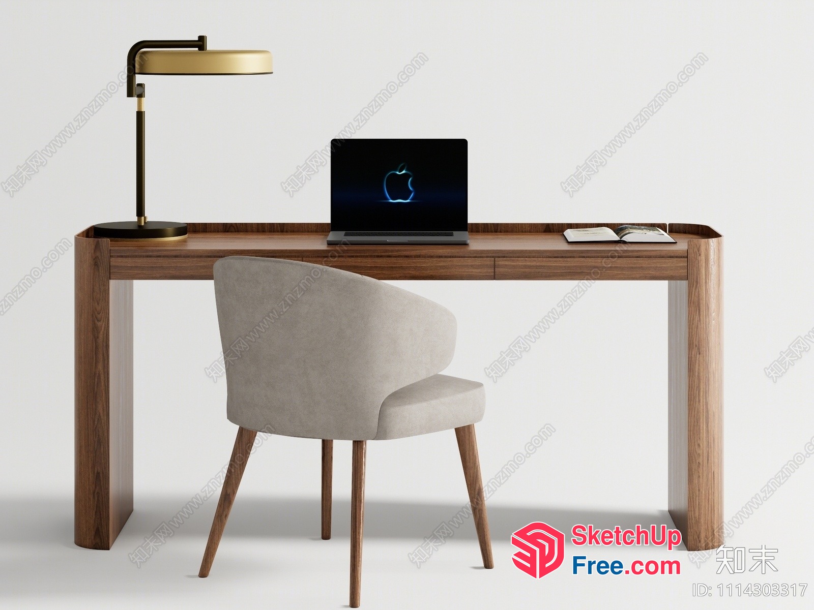 Modern Minimalist Desk And Chair Setting 3D SketchUp File