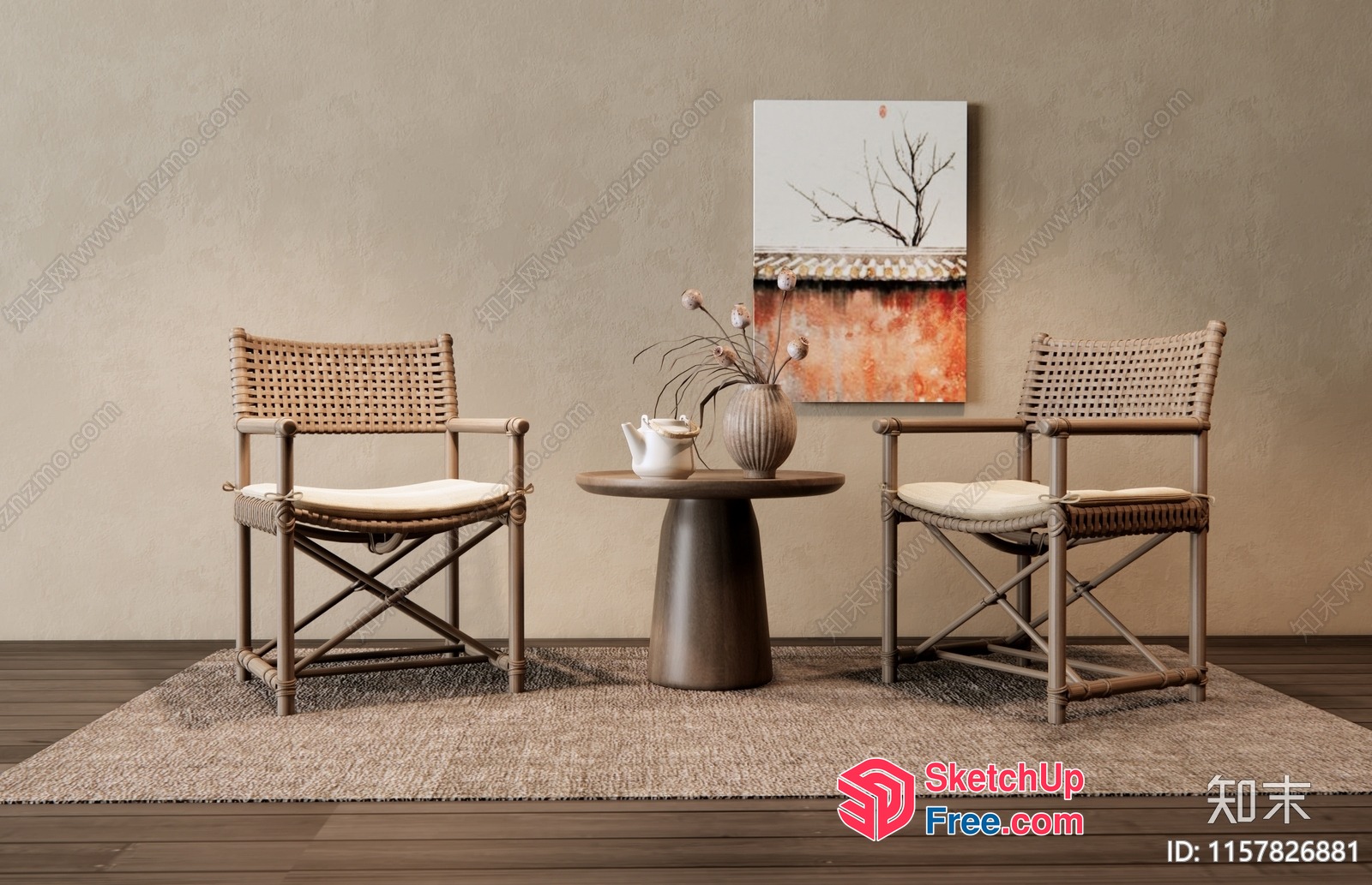 Cozy Modern Living Room With Natural Elements 3D SketchUp File
