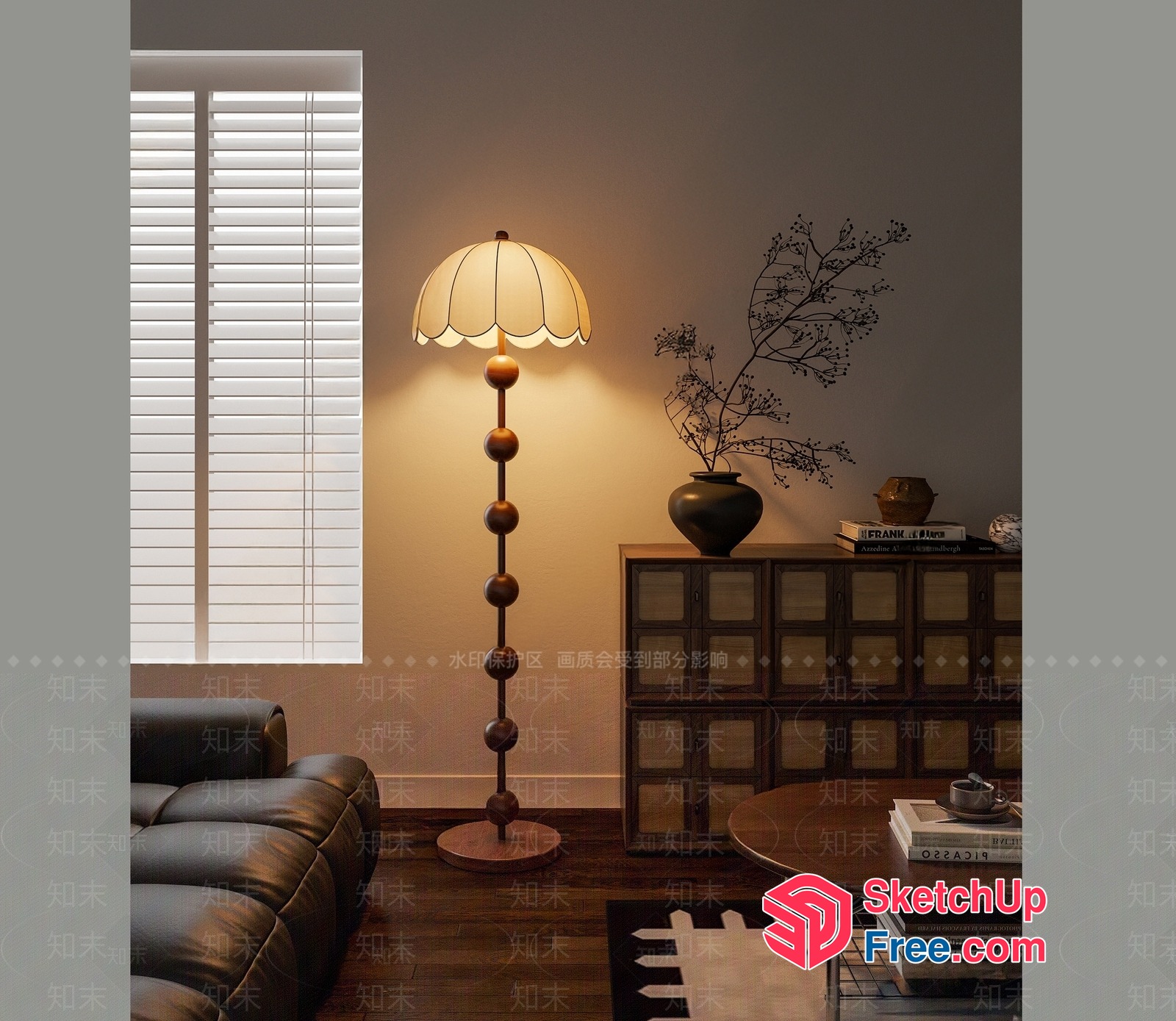 Elegant Floor Lamp With Unique Design And Soft Lighting 3D SketchUp File
