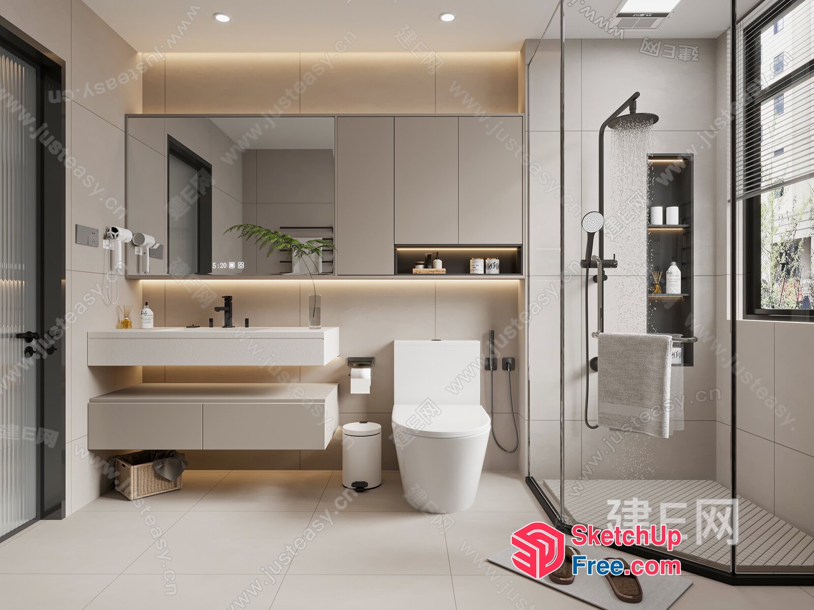 Modern Minimalist Bathroom Interior 3D SketchUp File