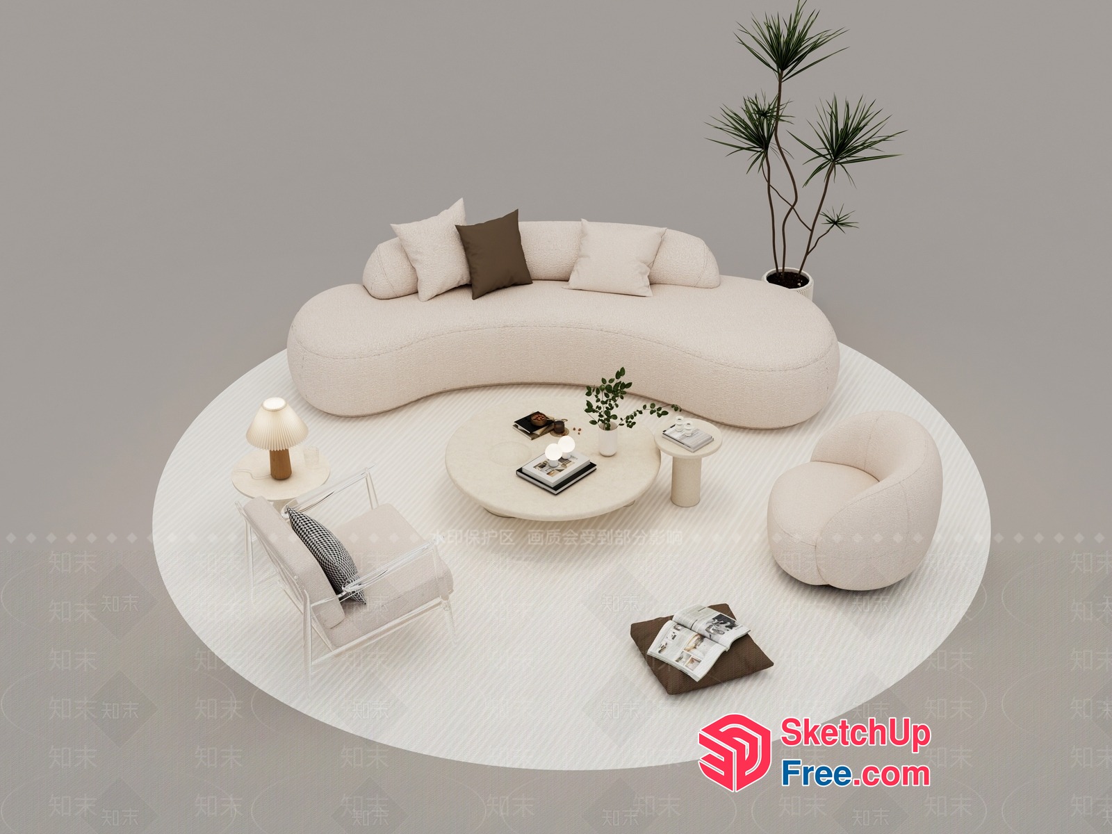 Elegant And Modern Living Room Furniture 3D SketchUp File