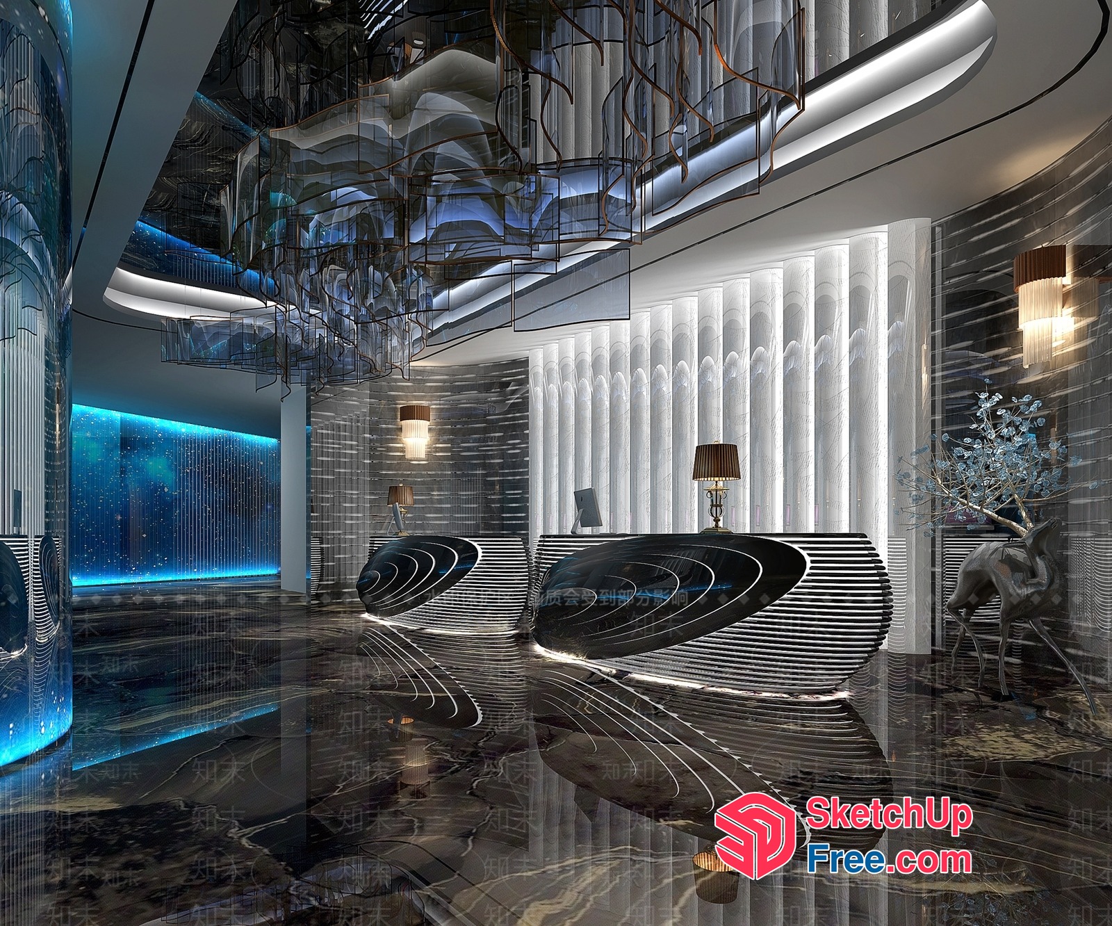 Futuristic Modern Office Interior Design 3D SketchUp File