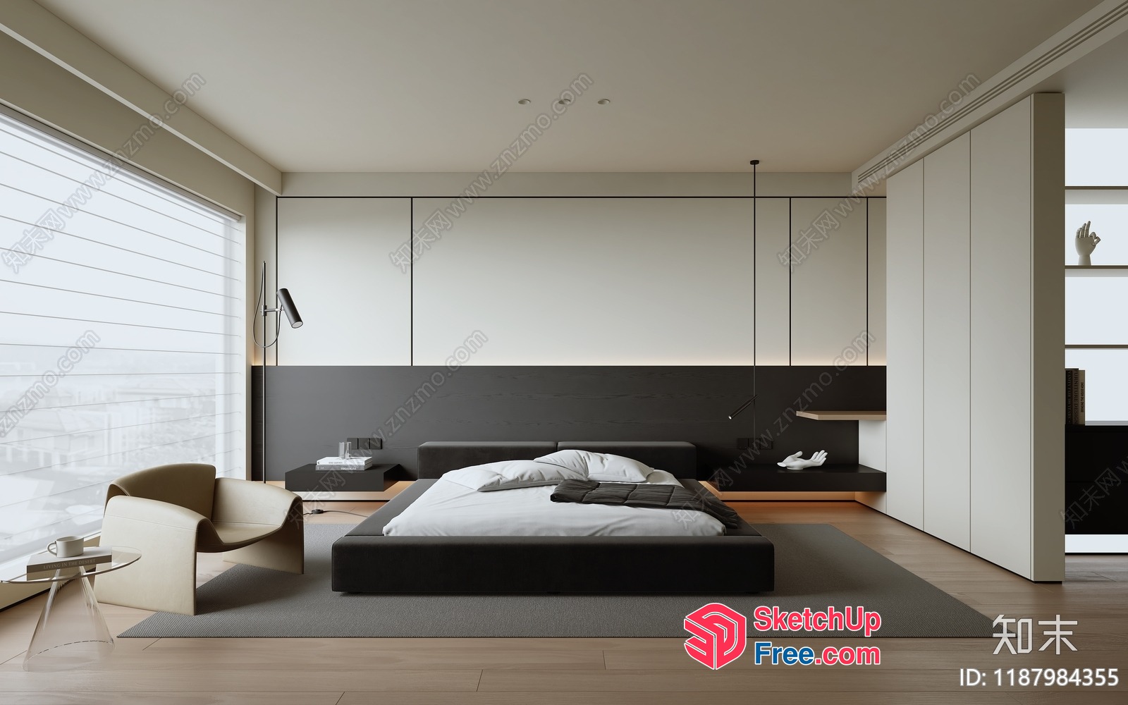 Modern Minimalist Bedroom Interior 3D SketchUp File