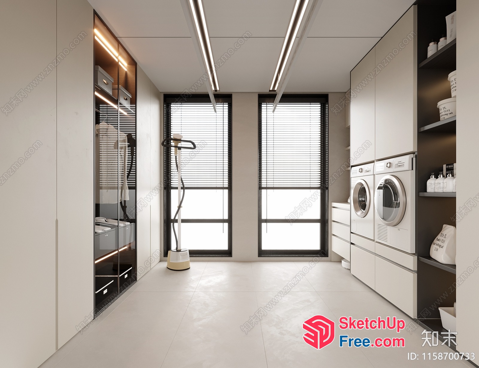Minimalist White And Beige Interior Design 3D SketchUp File