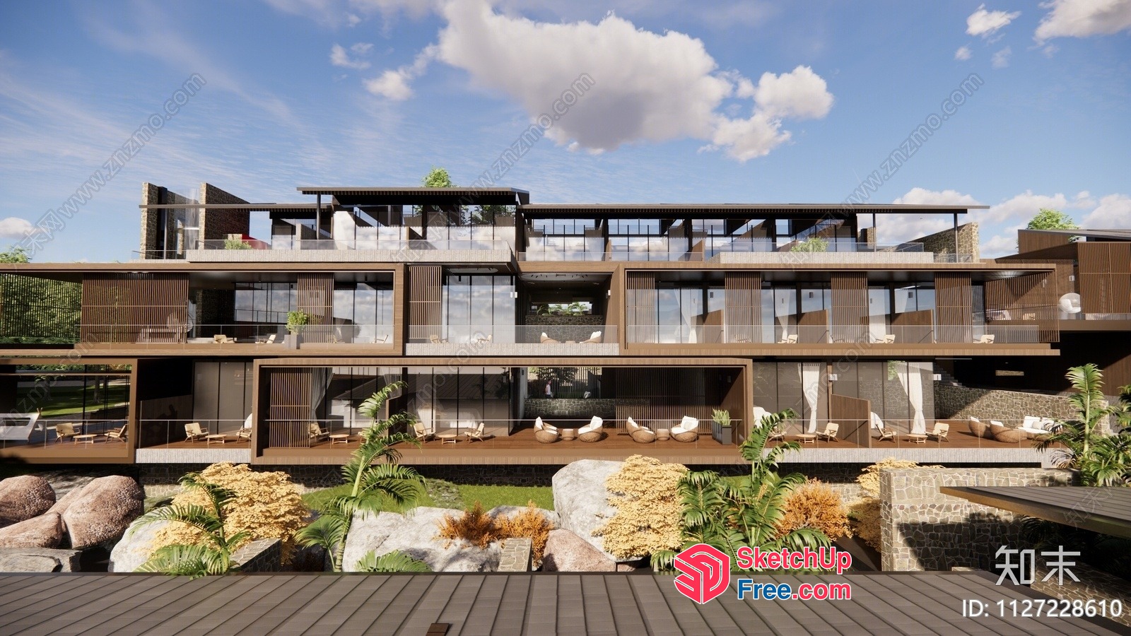 Modern Luxury Exterior Design With Glass Curtain Wall 3D SketchUp File
