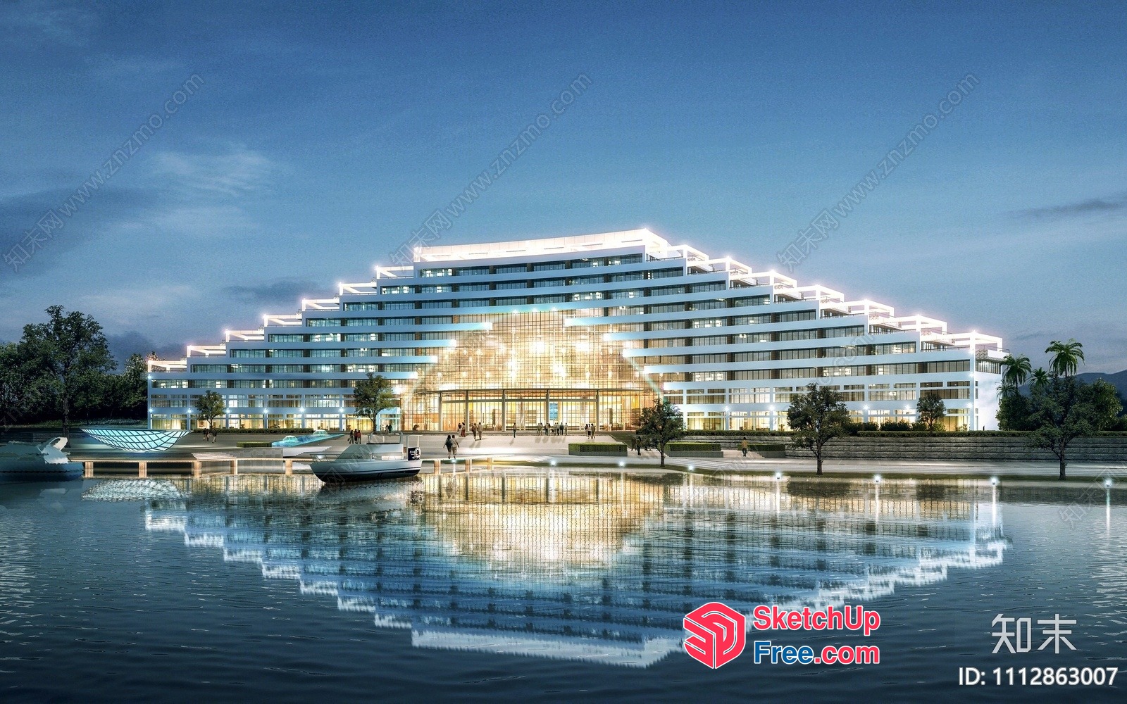 Luxurious Waterfront Building With Modern Design 3D SketchUp File