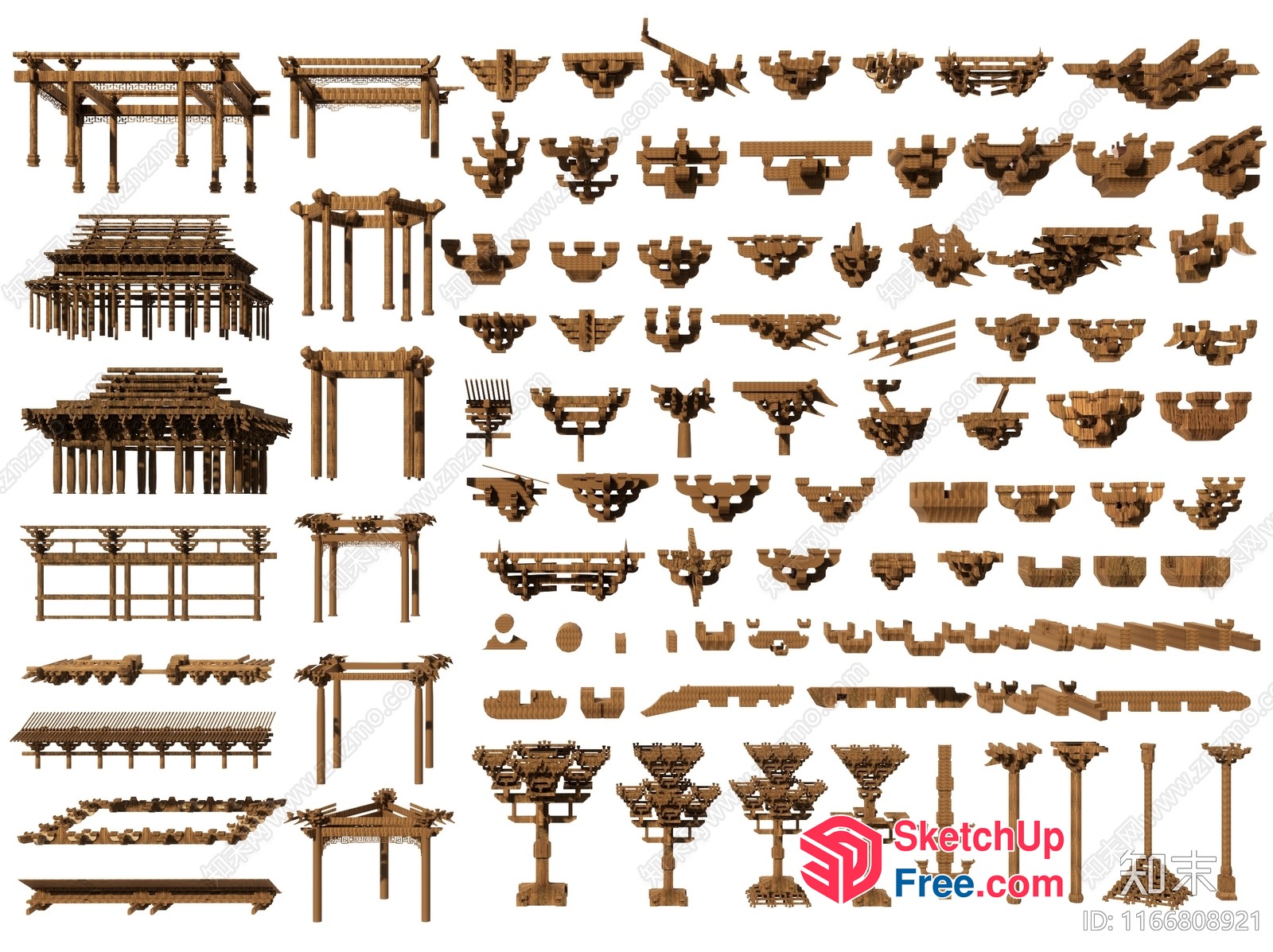 Asian-Style Building Elements 3D SketchUp File