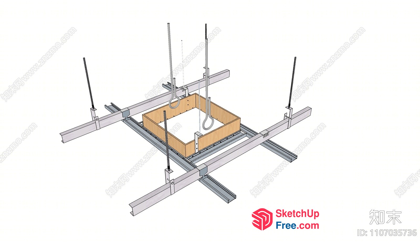Ceiling With Square Wood And Metal Elements 3D SketchUp File