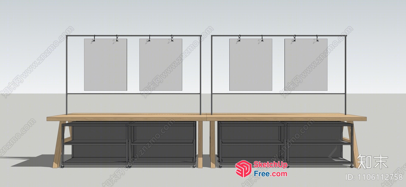 Industrial-Style Partition Screen 3D SketchUp File
